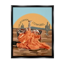 Stupell Industries California Cowgirl Landscape Landscape Painting Black Floater Framed Canvas Art Print Wall Art, 17 x 21
