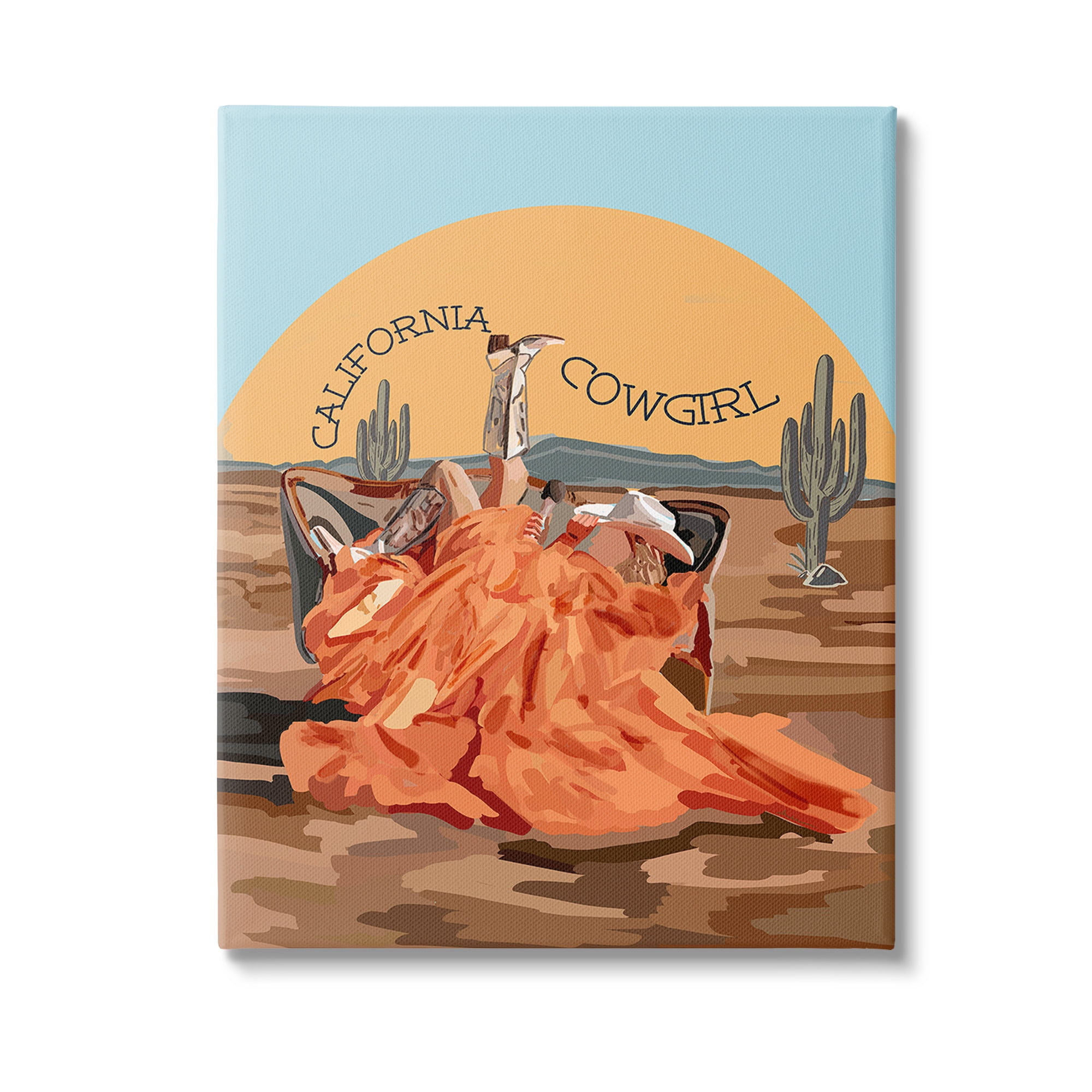 Stupell Industries California Cowgirl Landscape Landscape Painting Gallery Wrapped Canvas Art Print Wall Art, 36 x 48