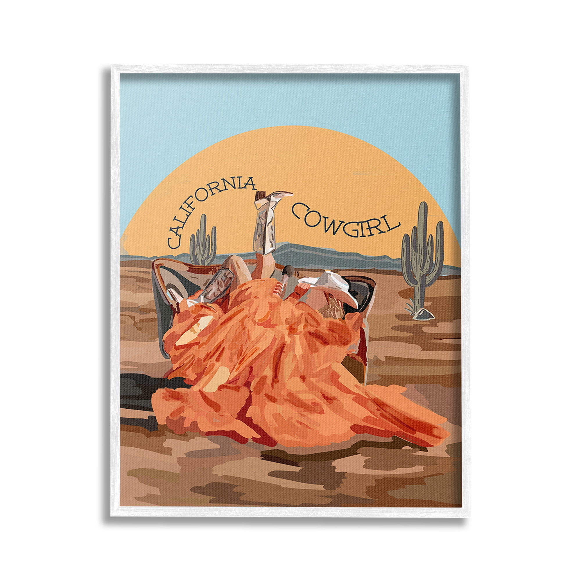 Stupell Industries California Cowgirl Landscape Landscape Painting White Framed Art Print Wall Art, 16 x 20