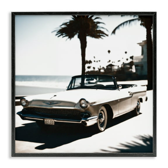 Stupell Industries California Cruise Antique Car Transportation Painting Black Framed Art Print Wall Art, 12 x 12