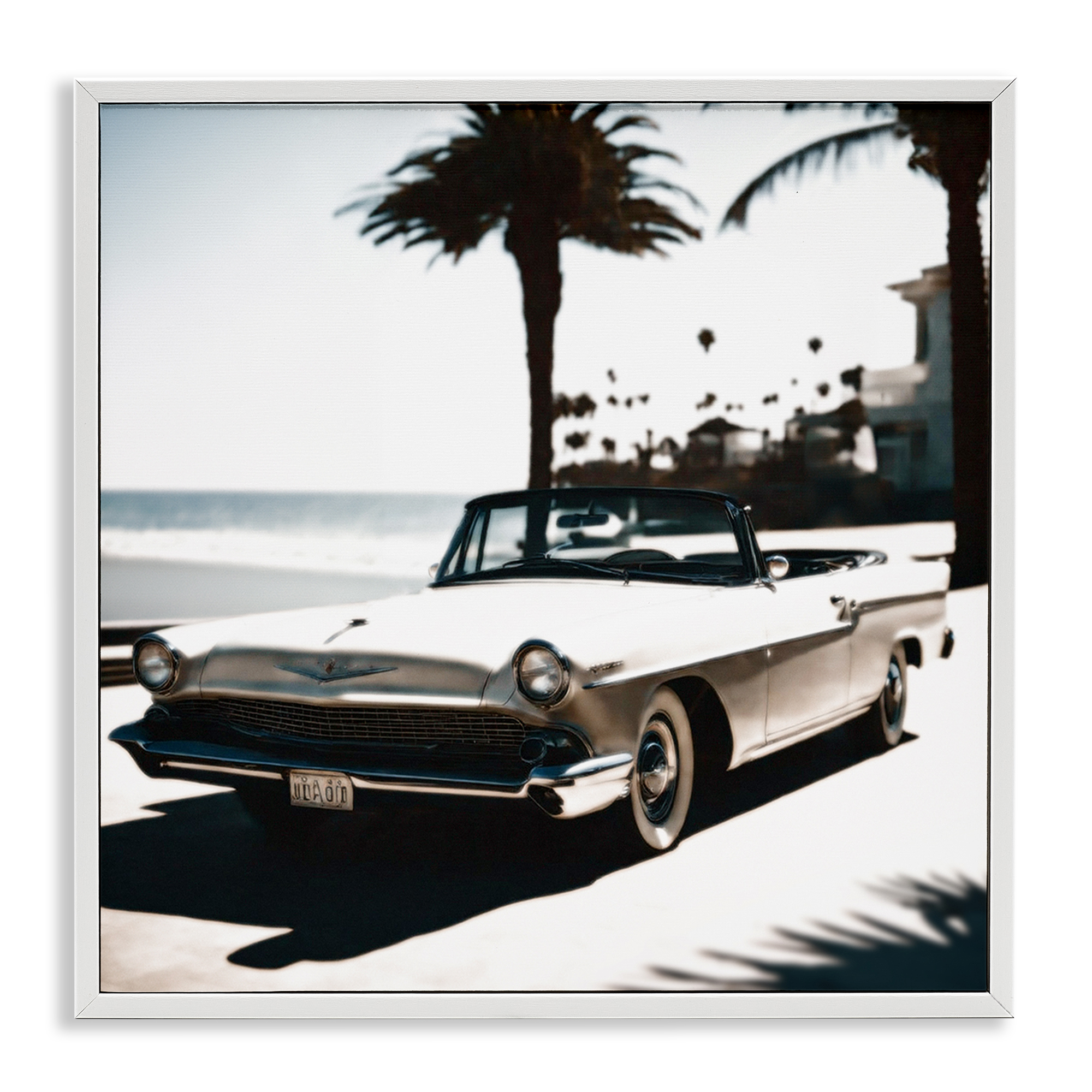 Stupell Industries California Cruise Antique Car Transportation Painting White Framed Art Print Wall Art, 24 x 24