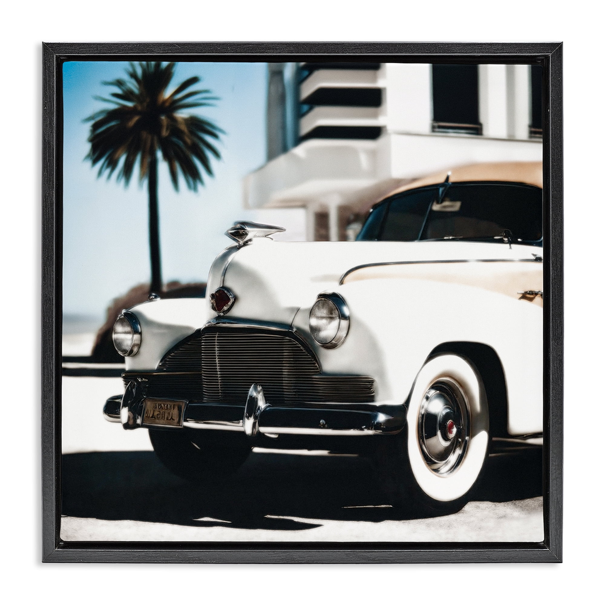 Stupell Industries California Cruise Car Transportation Painting Black Floater Framed Canvas Art Print Wall Art, 25 x 25