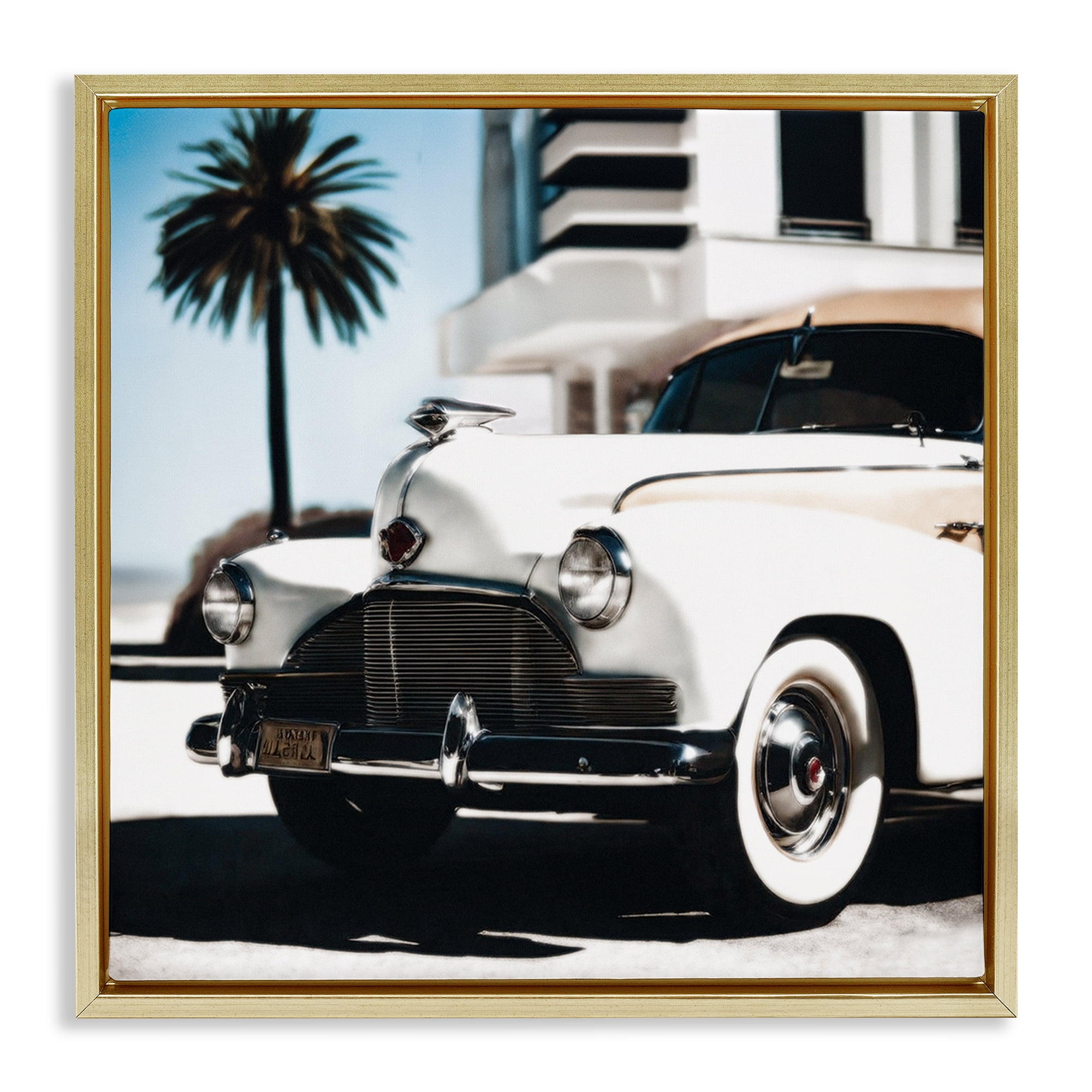 Stupell Industries California Cruise Car Transportation Painting Gold Floater Framed Canvas Art Print Wall Art, 18 x 18