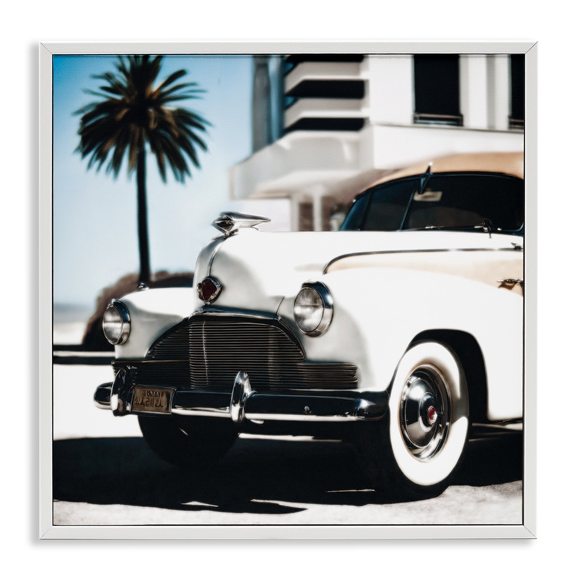 Stupell Industries California Cruise Car Transportation Painting White Framed Art Print Wall Art, 12 x 12