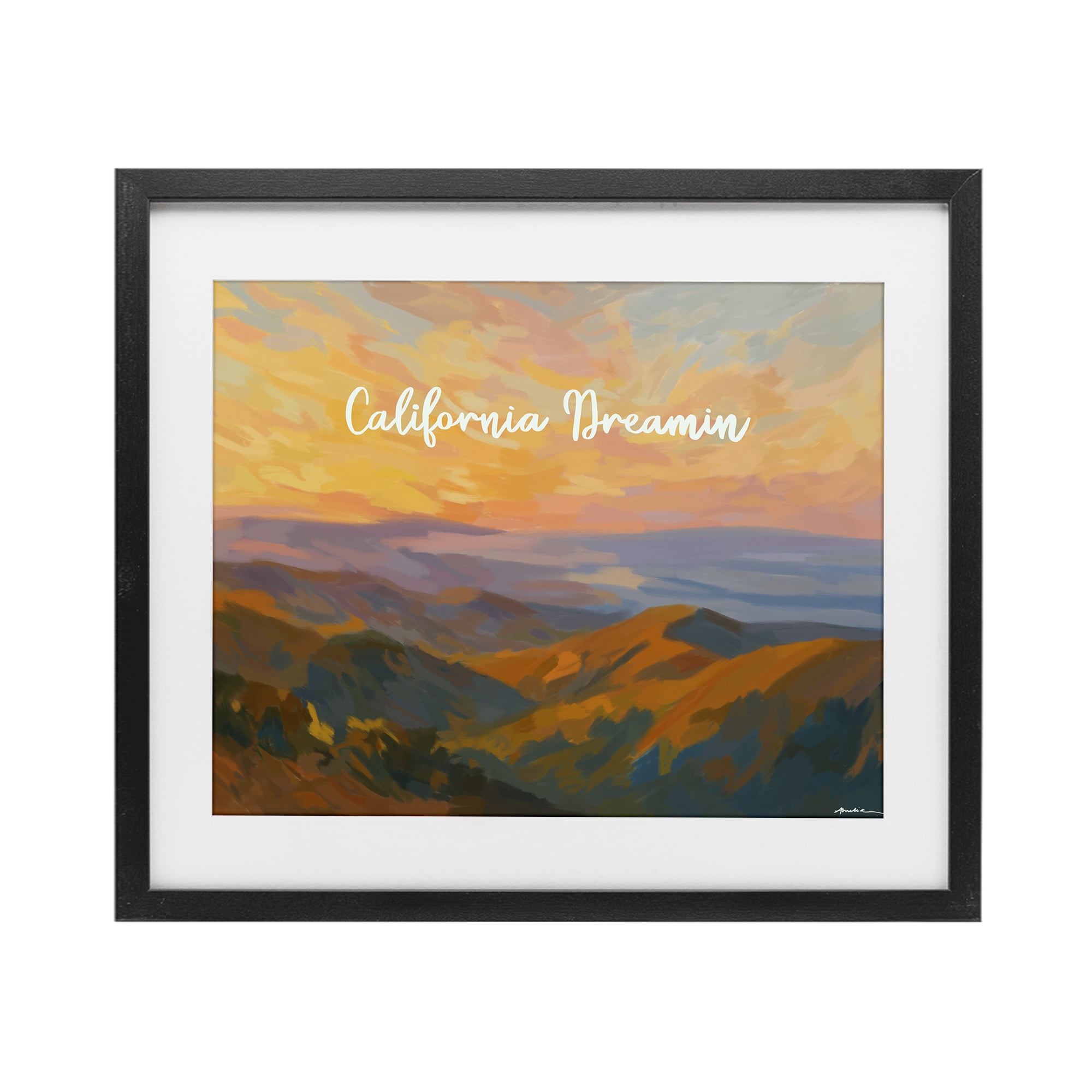 Stupell Industries California Dreamin' Mountains Black Framed Print Under Glass, design by Amelia Noyes
