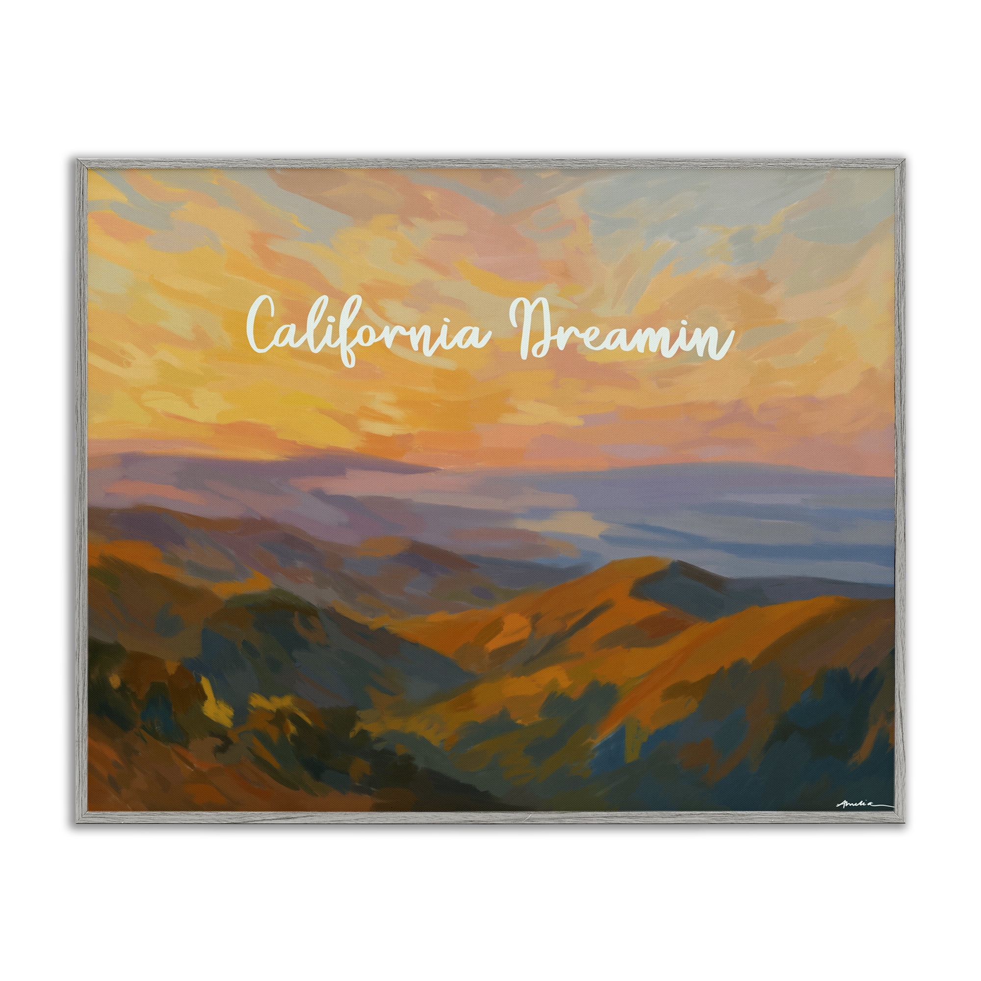 Stupell Industries California Dreamin' Mountains Gray Framed Giclee Art, design by Amelia Noyes