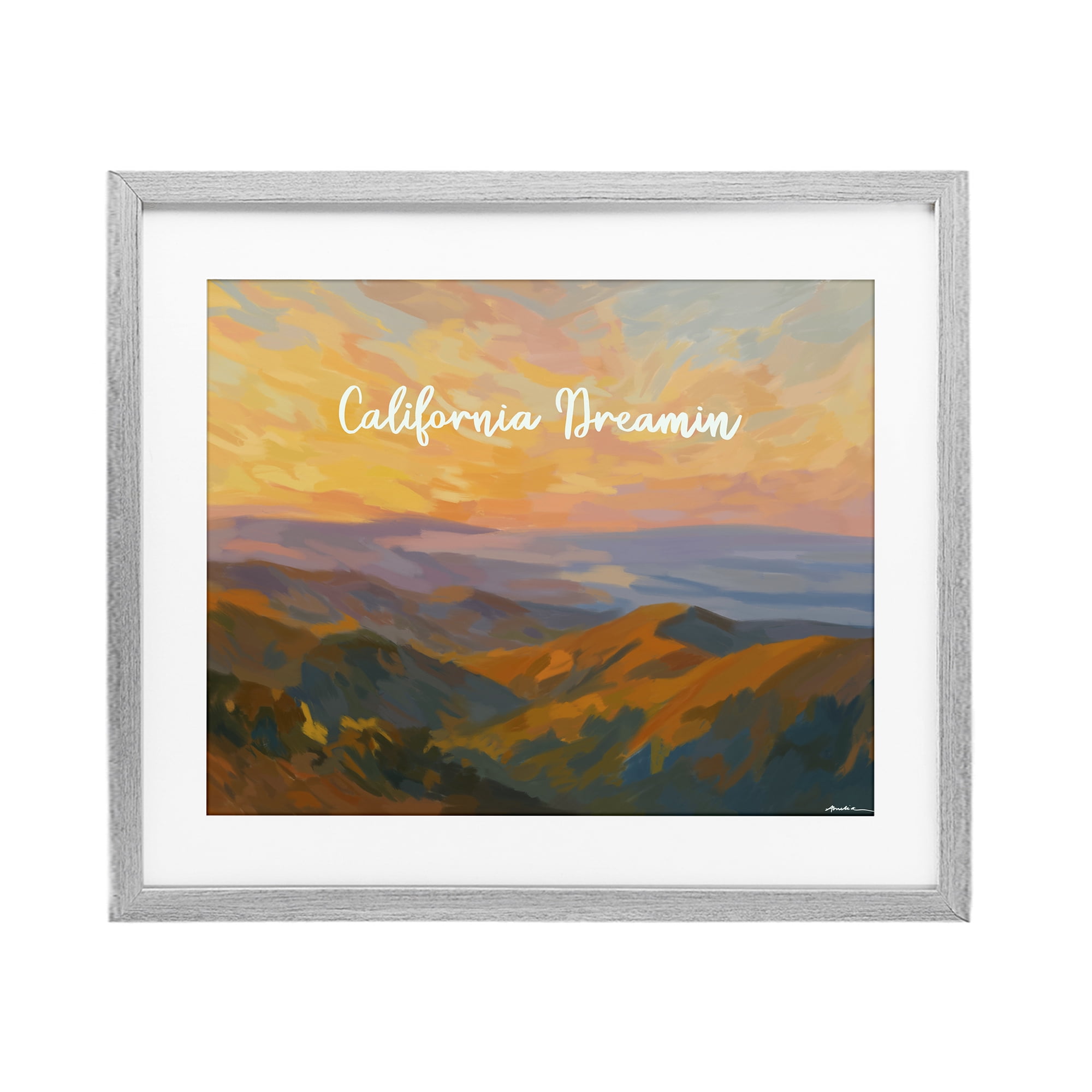 Stupell Industries California Dreamin' Mountains Gray Framed Print Under Glass, design by Amelia Noyes