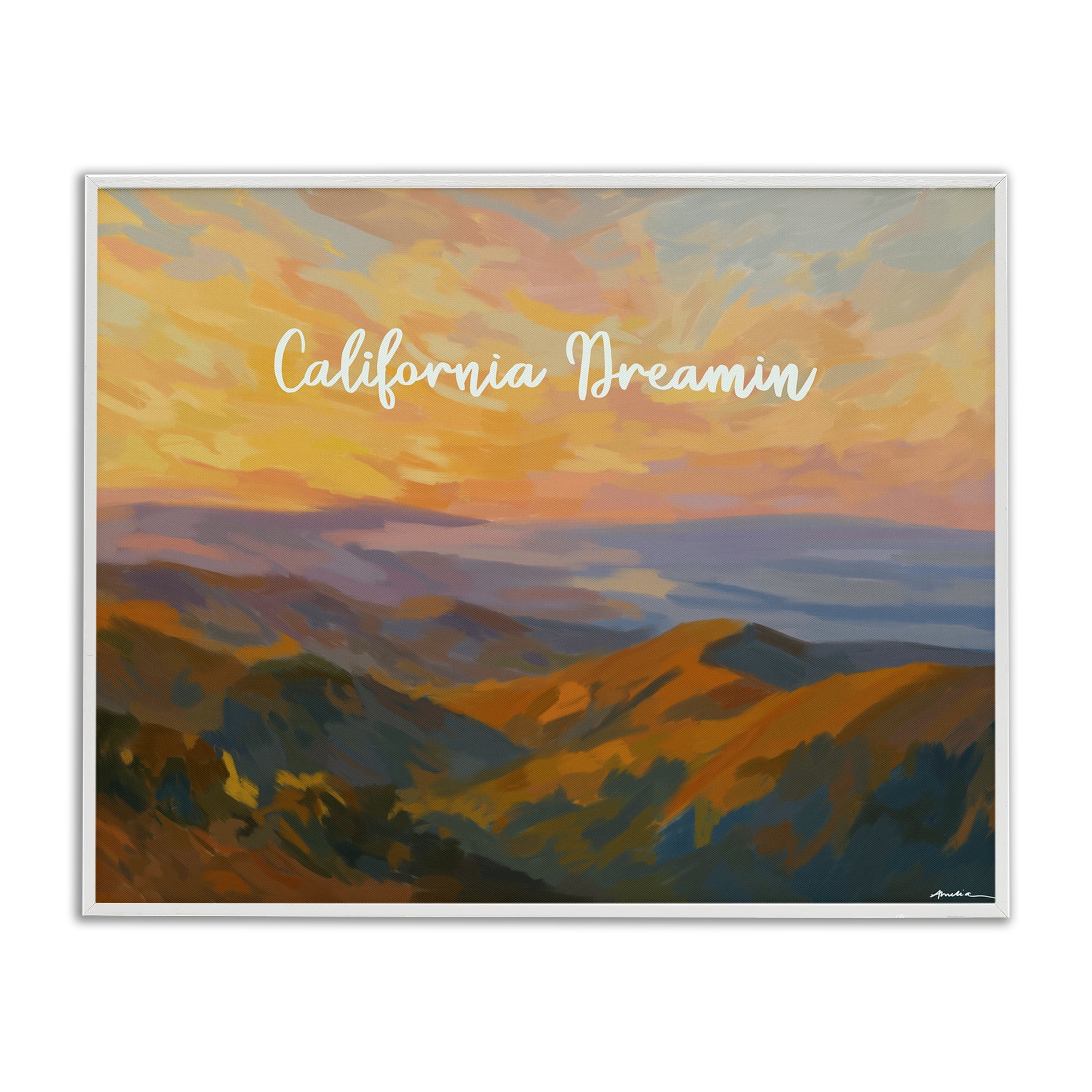 Stupell Industries California Dreamin' Mountains White Framed Giclee Art, design by Amelia Noyes