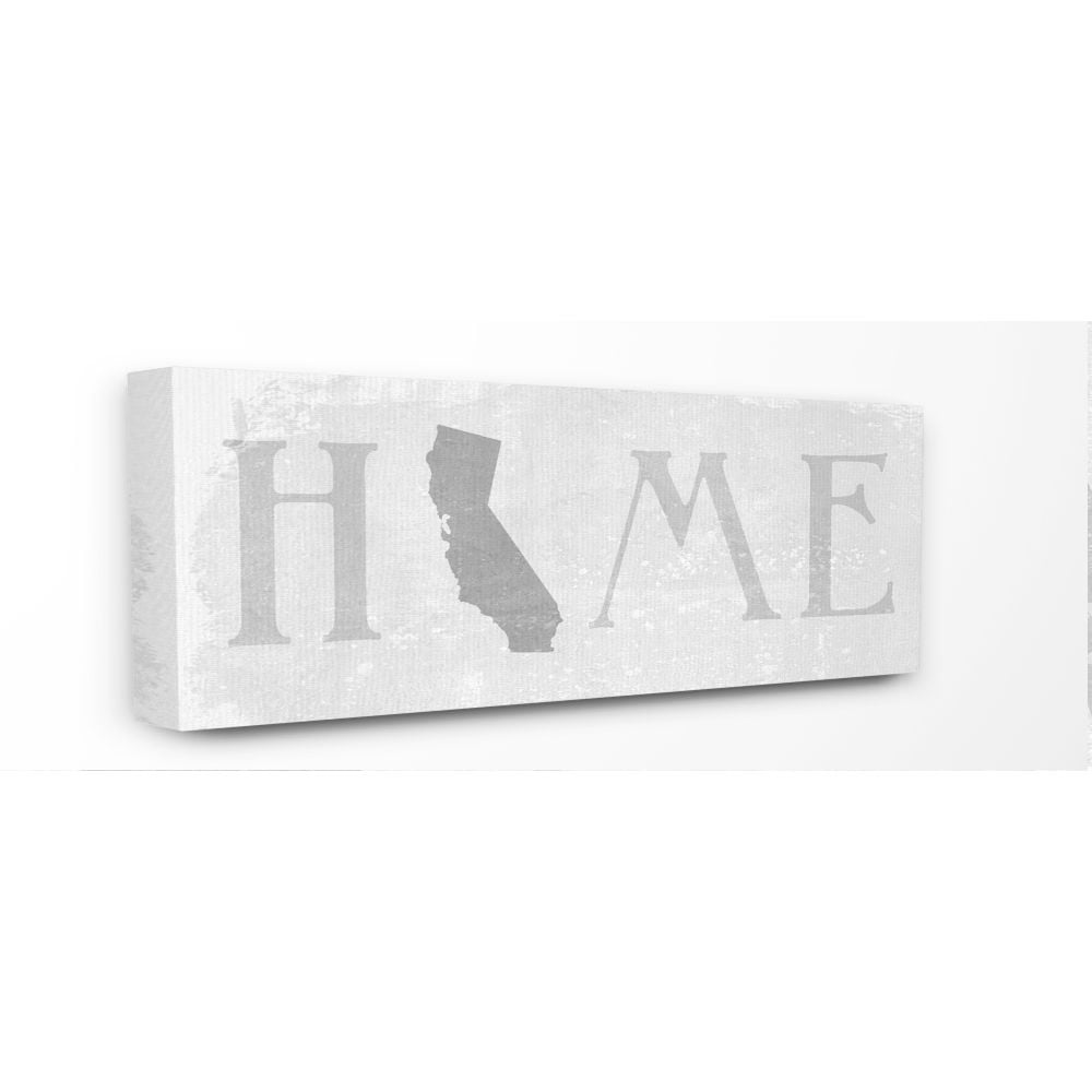 Stupell Industries California Home State Map Grey Neutral Textured Word Design Canvas Wall Art by Daphne Polselli