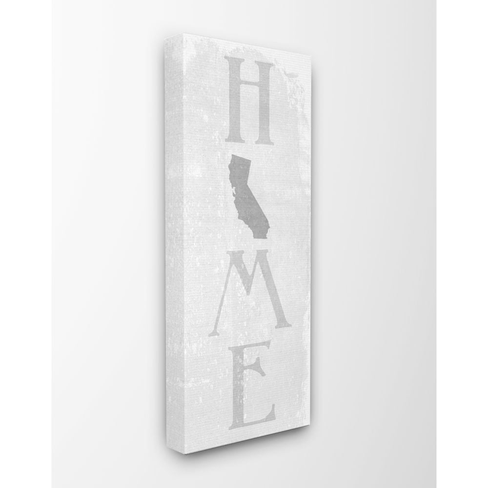 Stupell Industries California Home State Map Grey Textured Word Design Canvas Wall Art by Daphne Polselli