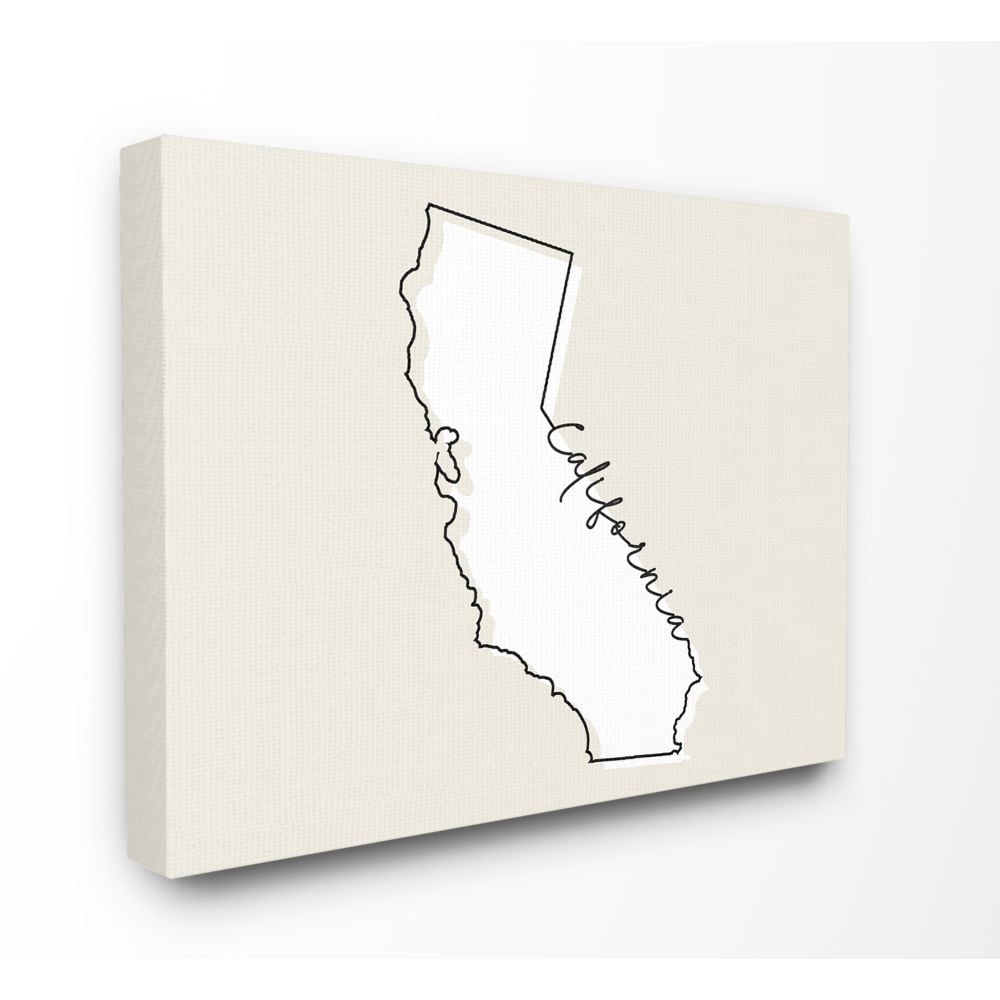 Stupell Industries California Home State Map Neutral Print Design Canvas Wall Art by Daphne Polselli