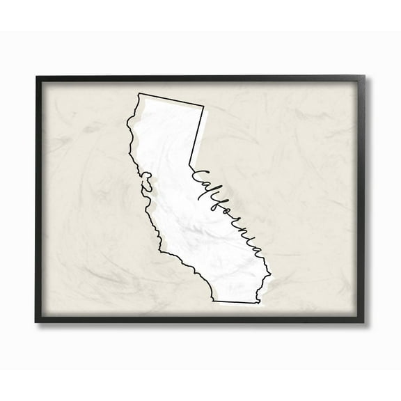 Stupell Industries California Home State Map Neutral Print Design Framed Giclee Texturized Art by Daphne Polselli