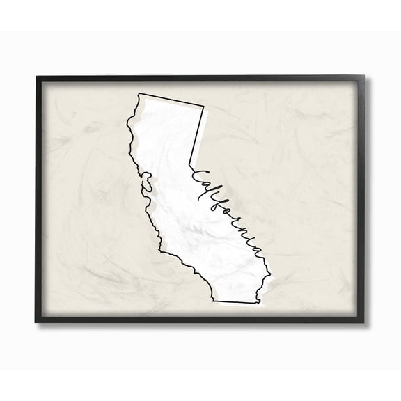 Stupell Industries California Home State Map Neutral Print Design Framed Giclee Texturized Art by Daphne Polselli