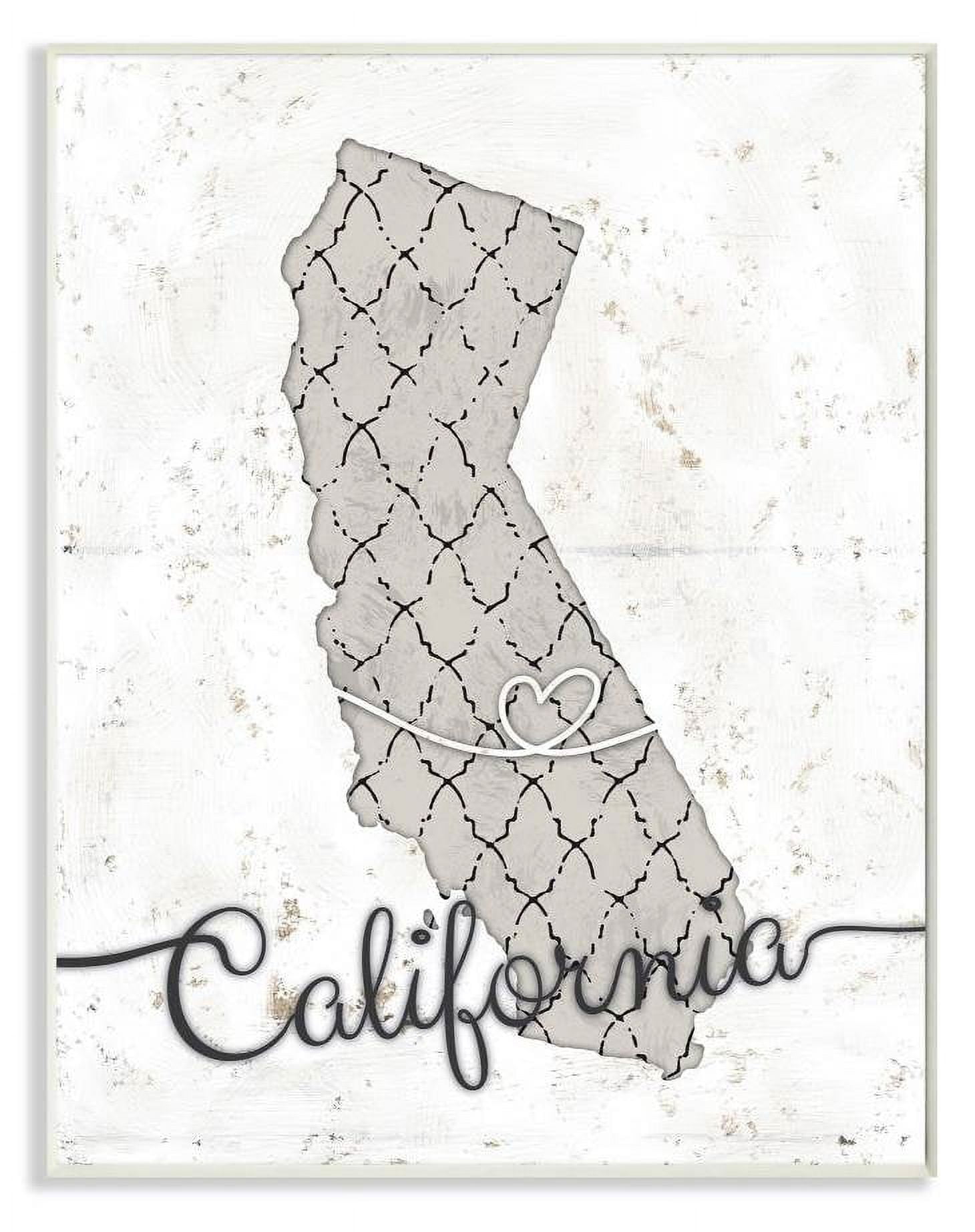 Stupell Industries California Patterned Grey US State Design Wall Plaque by Ziwei Li