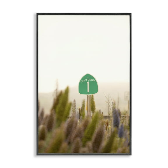 Stupell Industries California Road Sign View Landscape & Nature Photography Black Framed Art Print Wall Art, 12 x 18