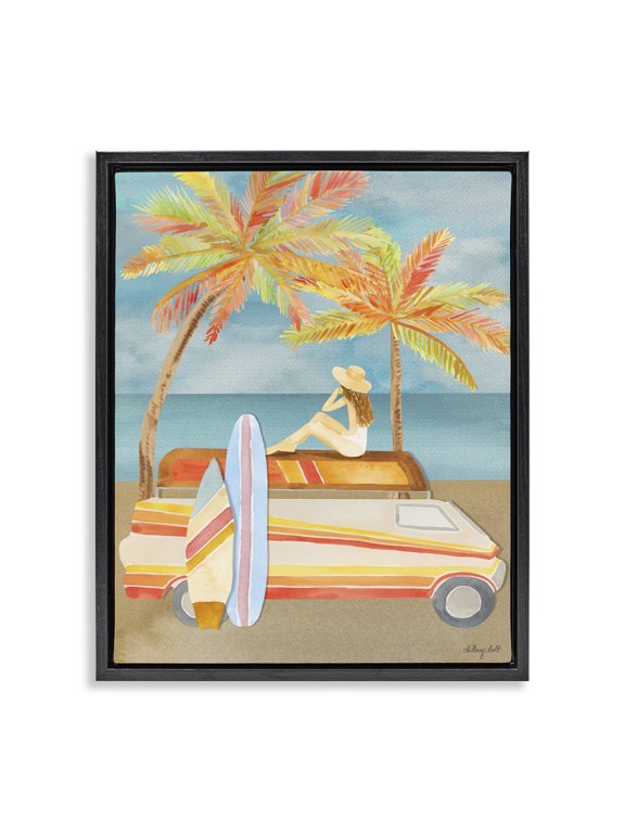 Industries Eclectic California Road Trip Black Floating Frame Canvas Art, 17 x 21, by Hillary Holt