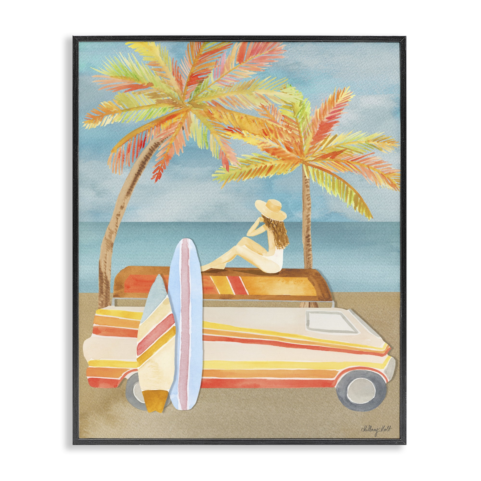 Stupell Industries California Road Trip Black Framed Giclee Art, design by Hillary Holt