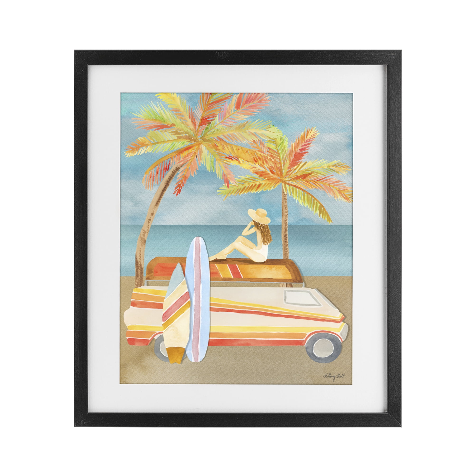 Stupell Industries California Road Trip Black Framed Print Under Glass, design by Hillary Holt