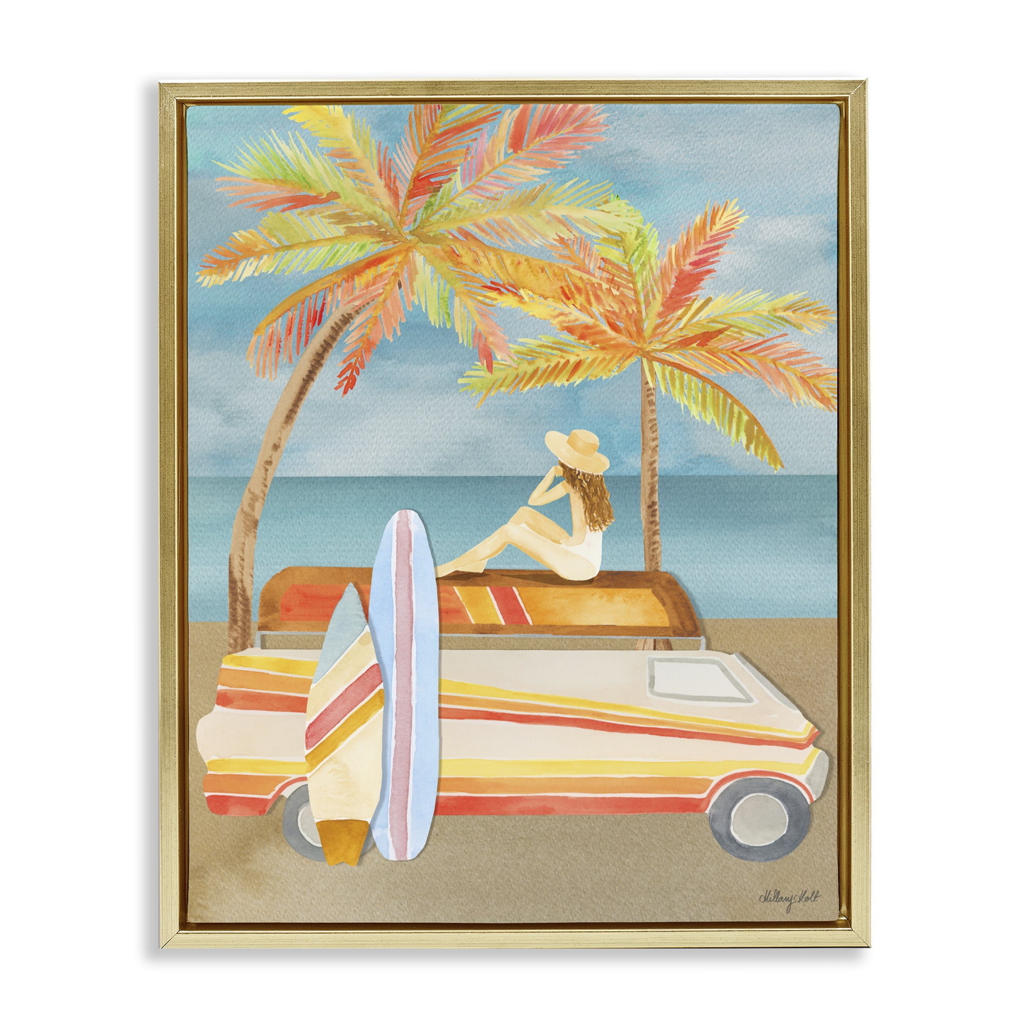 Stupell Industries California Road Trip Gold Framed Floater Canvas Wall Art, design by Hillary Holt