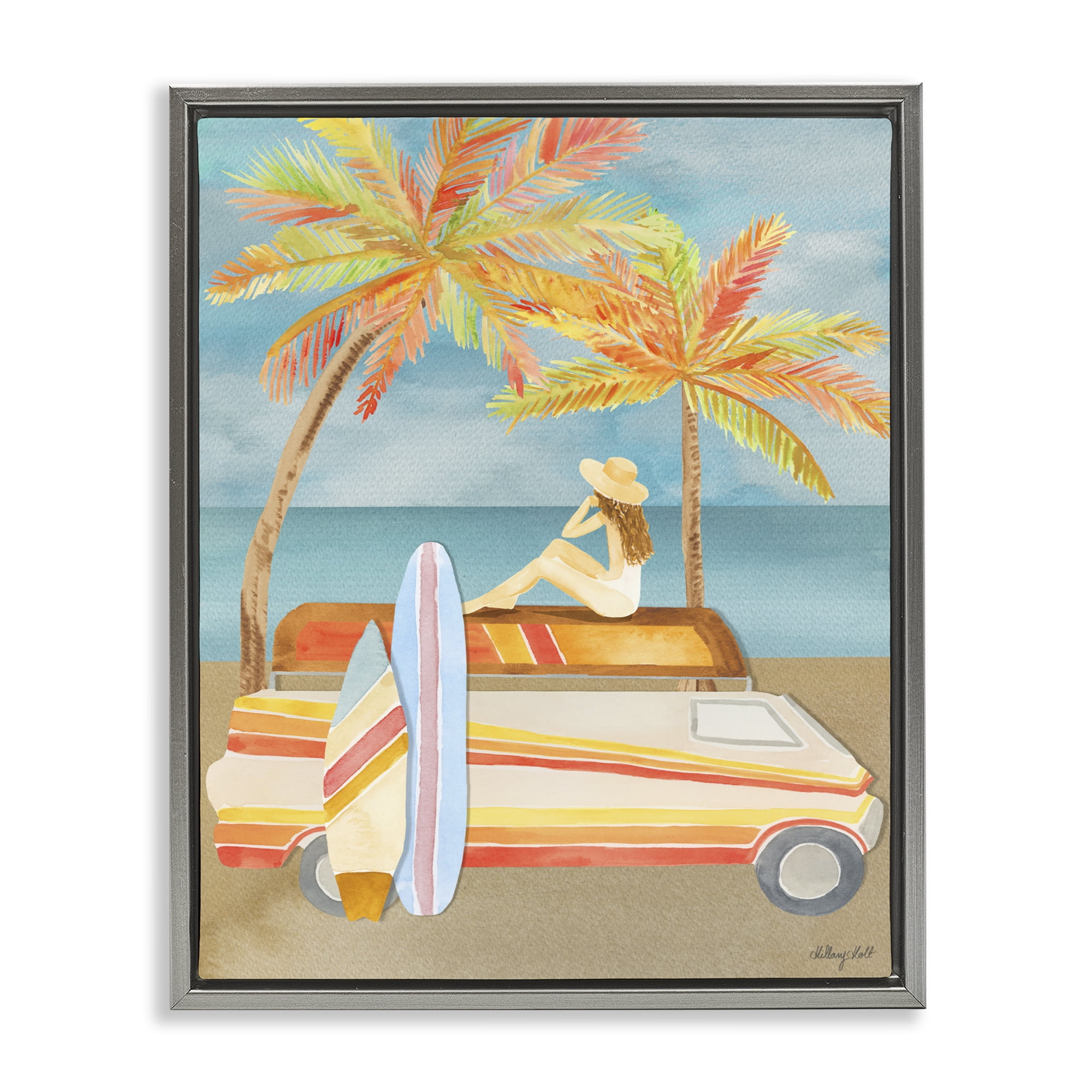 Stupell Industries California Road Trip Gray Framed Floater Canvas Wall Art, design by Hillary Holt