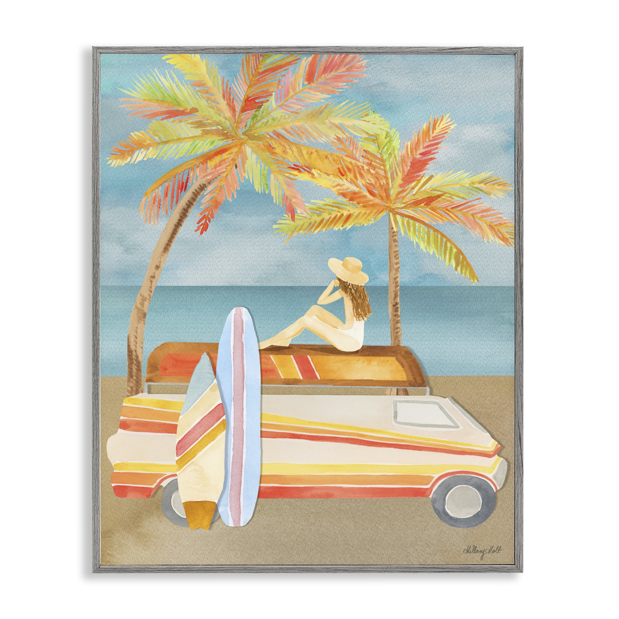 Stupell Industries California Road Trip Gray Framed Giclee Art, design by Hillary Holt