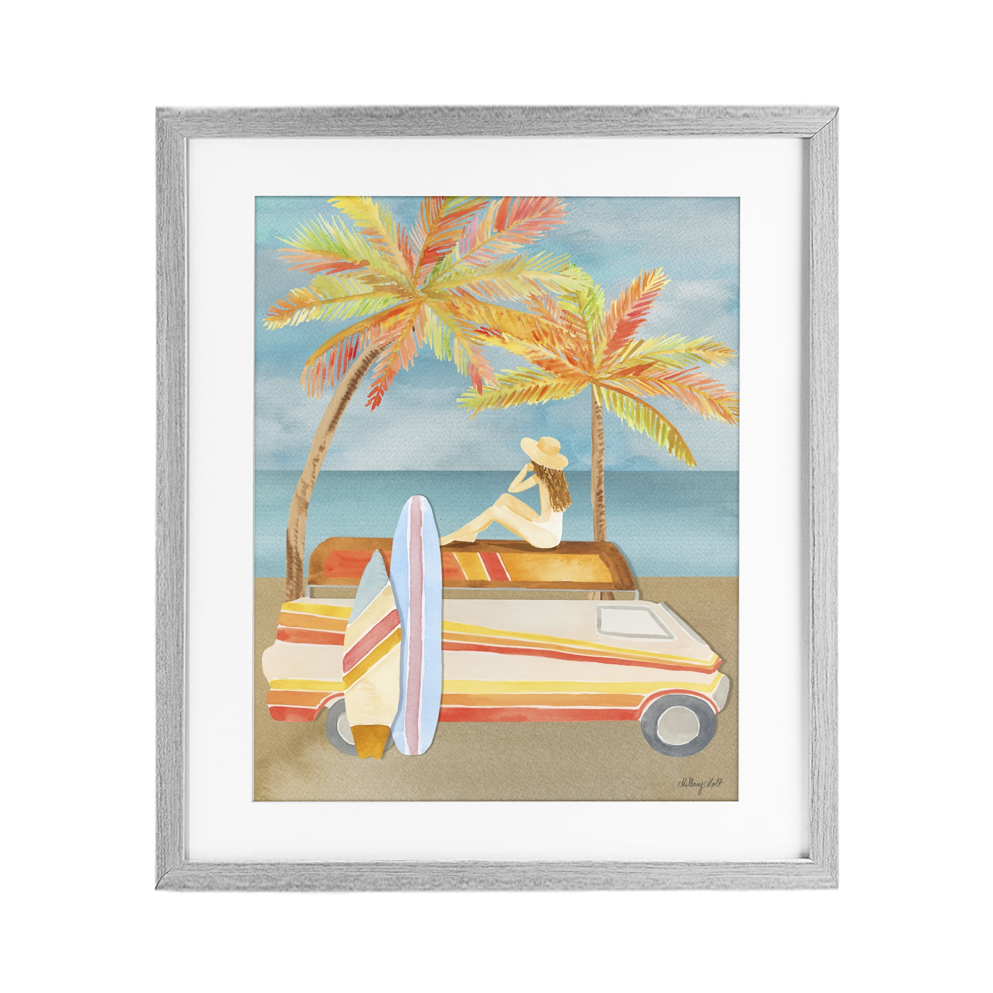 Stupell Industries California Road Trip Gray Framed Print Under Glass, design by Hillary Holt