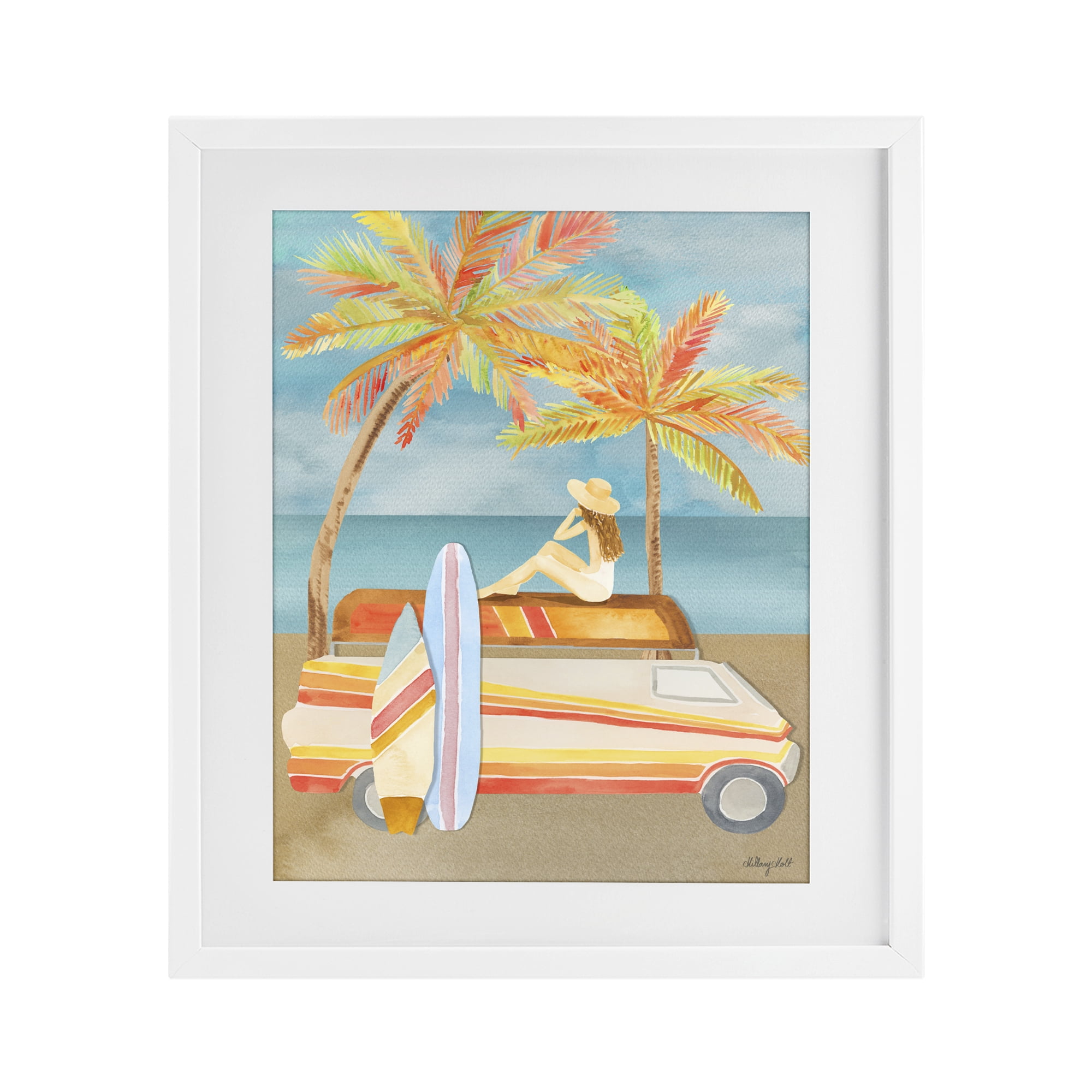 Stupell Industries California Road Trip White Framed Print Under Glass, design by Hillary Holt
