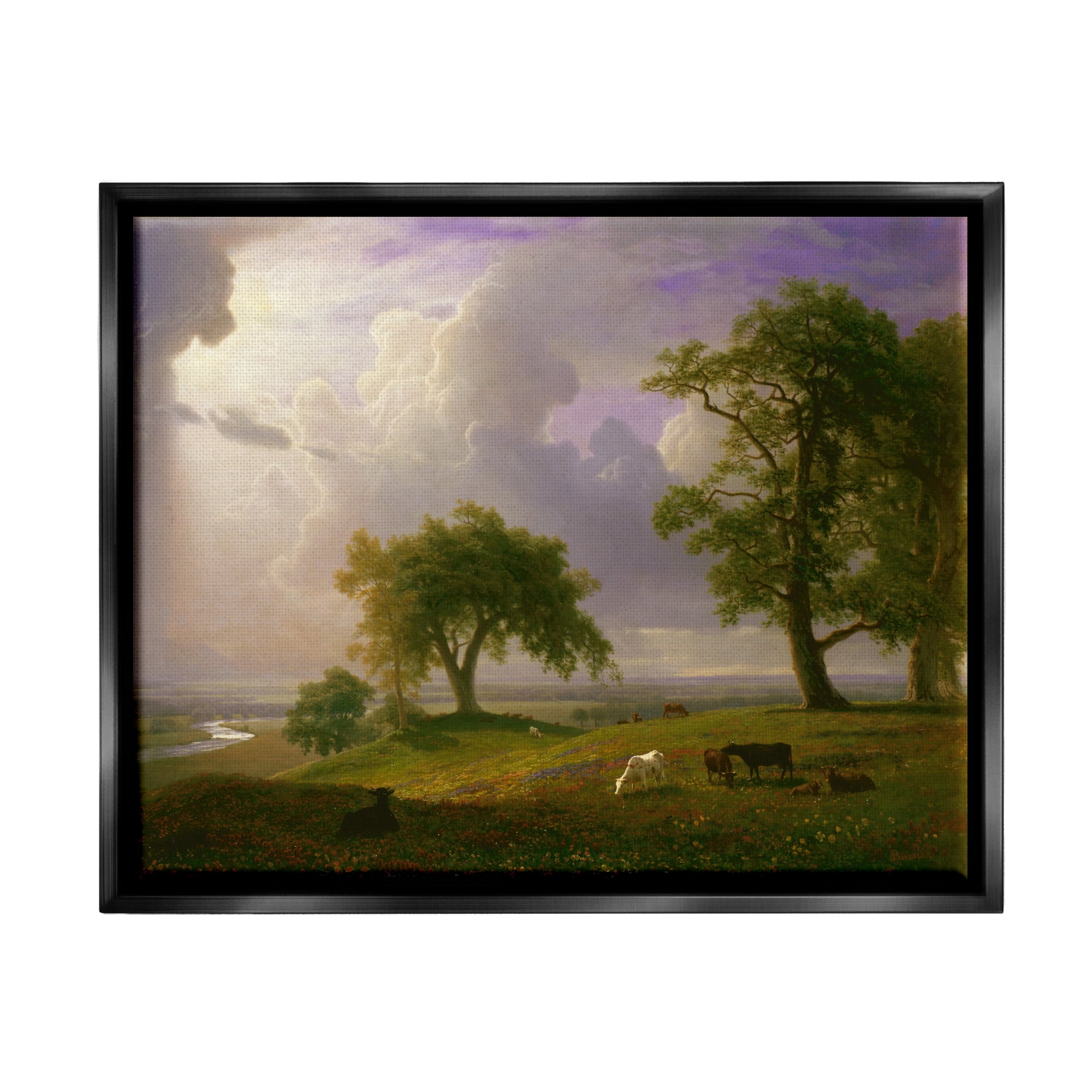 Stupell Industries California Spring Classic Albert Bierstadt Landscape Painting Painting Jet Black Floating Framed Canvas Print Wall Art, Design by one1000paintings