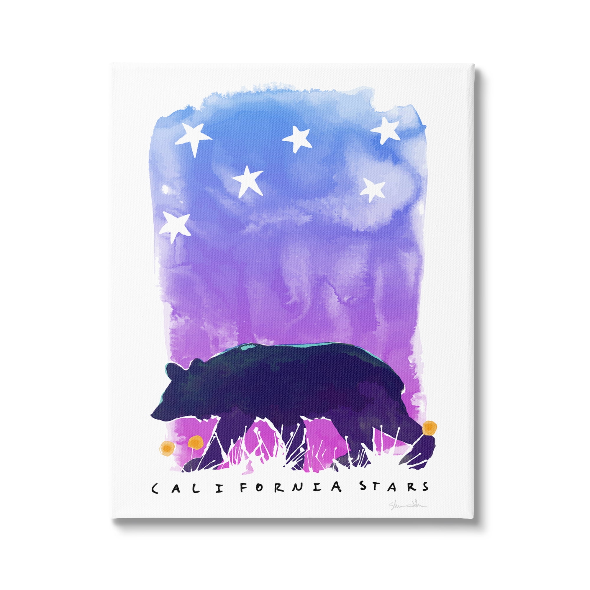 Stupell Industries California Stars Vivid Bear Under Starry Sky Graphic Art Gallery Wrapped Canvas Print Wall Art, Design by Shane Donahue