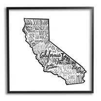 Stupell Industries California State Cities Typography Map Graphic Art Black Framed Art Print Wall Art, Design by The Saturday Evening Post