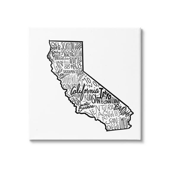 Stupell Industries California State Cities Typography Map Graphic Art Gallery Wrapped Canvas Print Wall Art, Design by The Saturday Evening Post