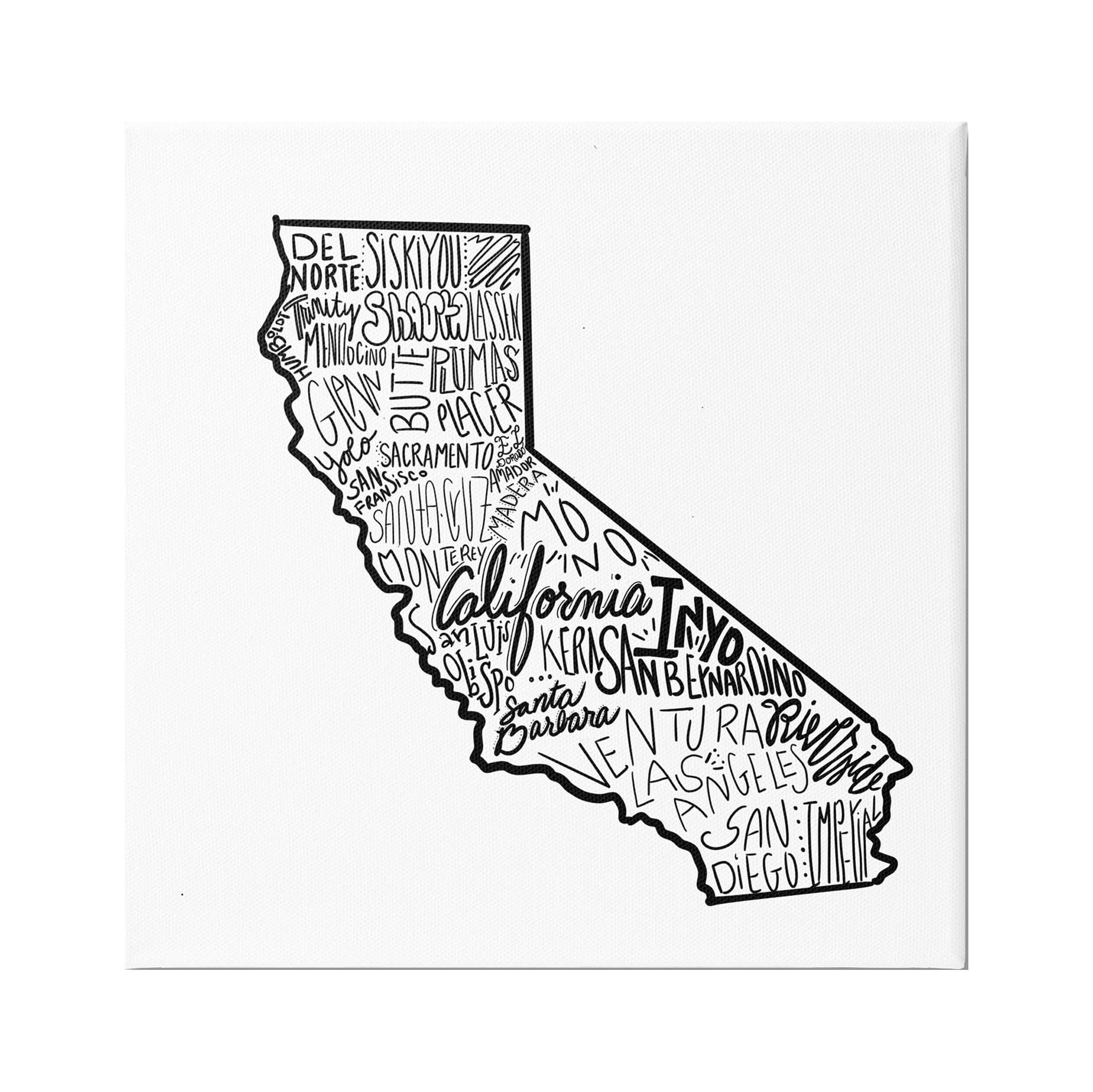 Stupell Industries California State Cities Typography Map Graphic Art Gallery Wrapped Canvas Print Wall Art, Design by The Saturday Evening Post