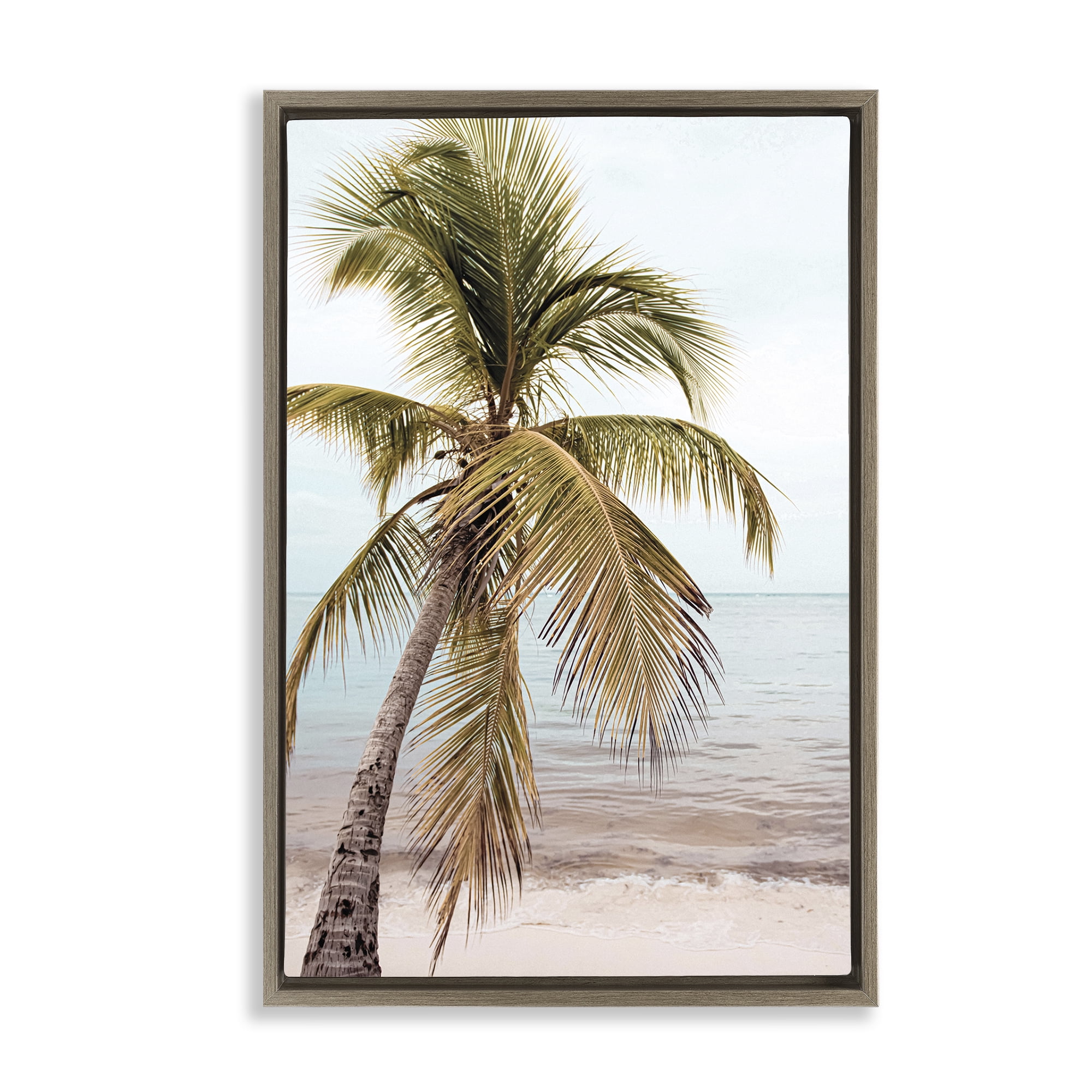 Stupell Industries California Summer Palm Nautical & Beach Photography Brown Floater Framed Canvas Art Print Wall Art, 21 x 31