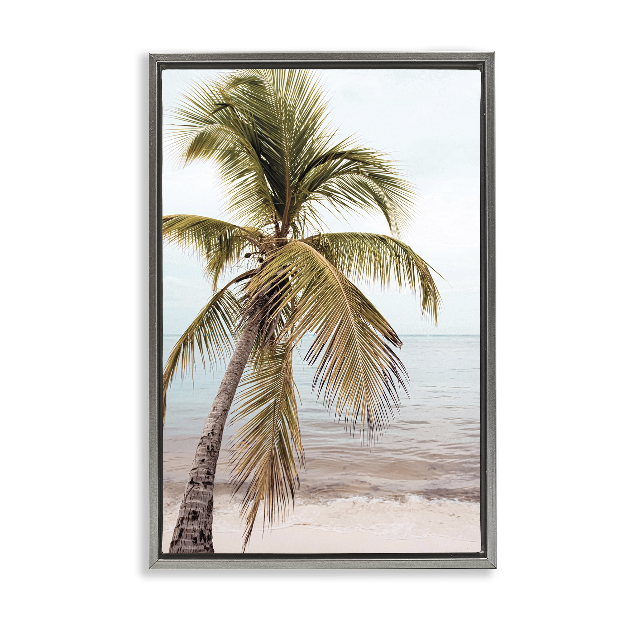 Stupell Industries California Summer Palm Nautical & Beach Photography Gray Floater Framed Canvas Art Print Wall Art, 21 x 31