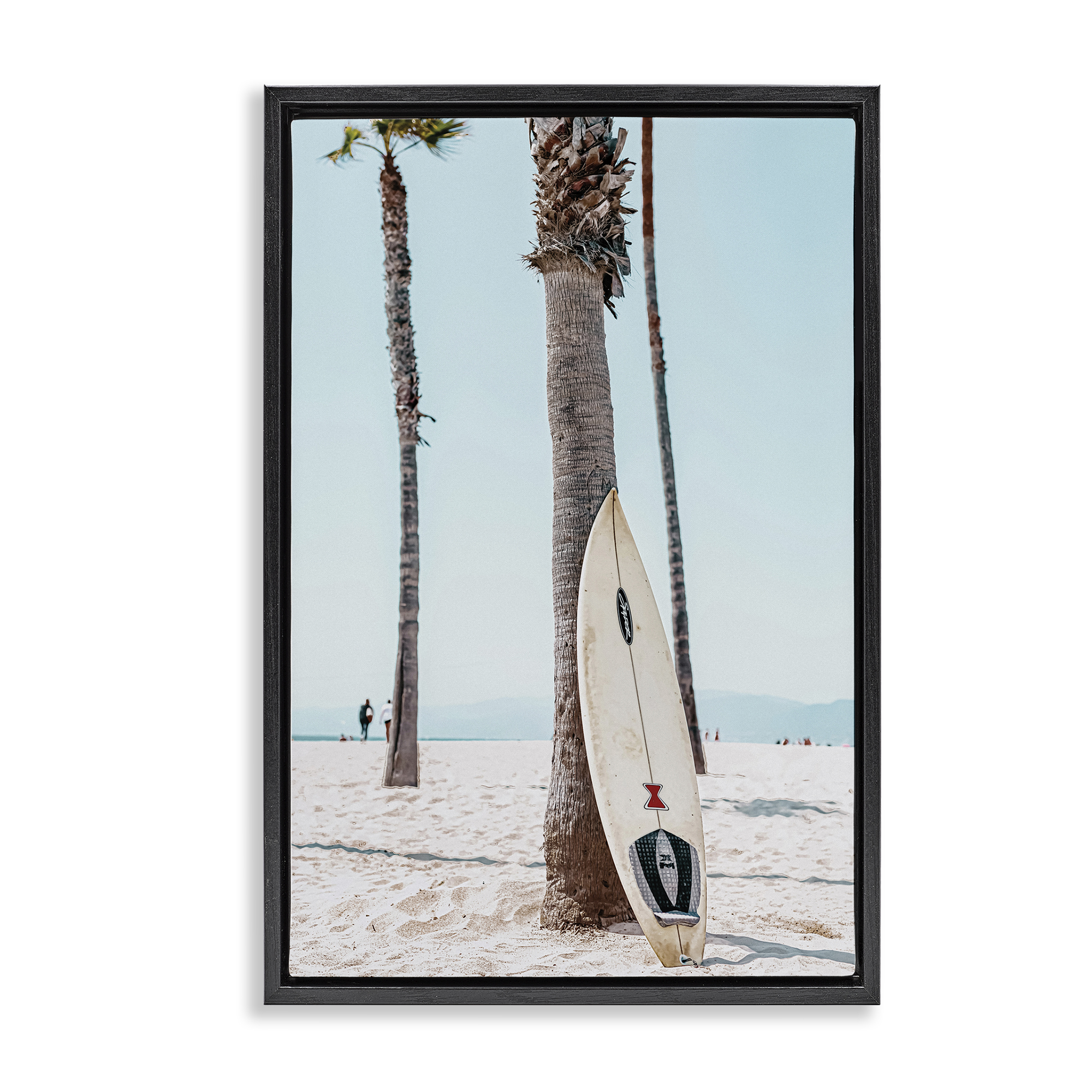 Stupell Industries California Summer Surfboard Nautical & Beach Photography Black Floater Framed Canvas Art Print Wall Art, 21 x 31