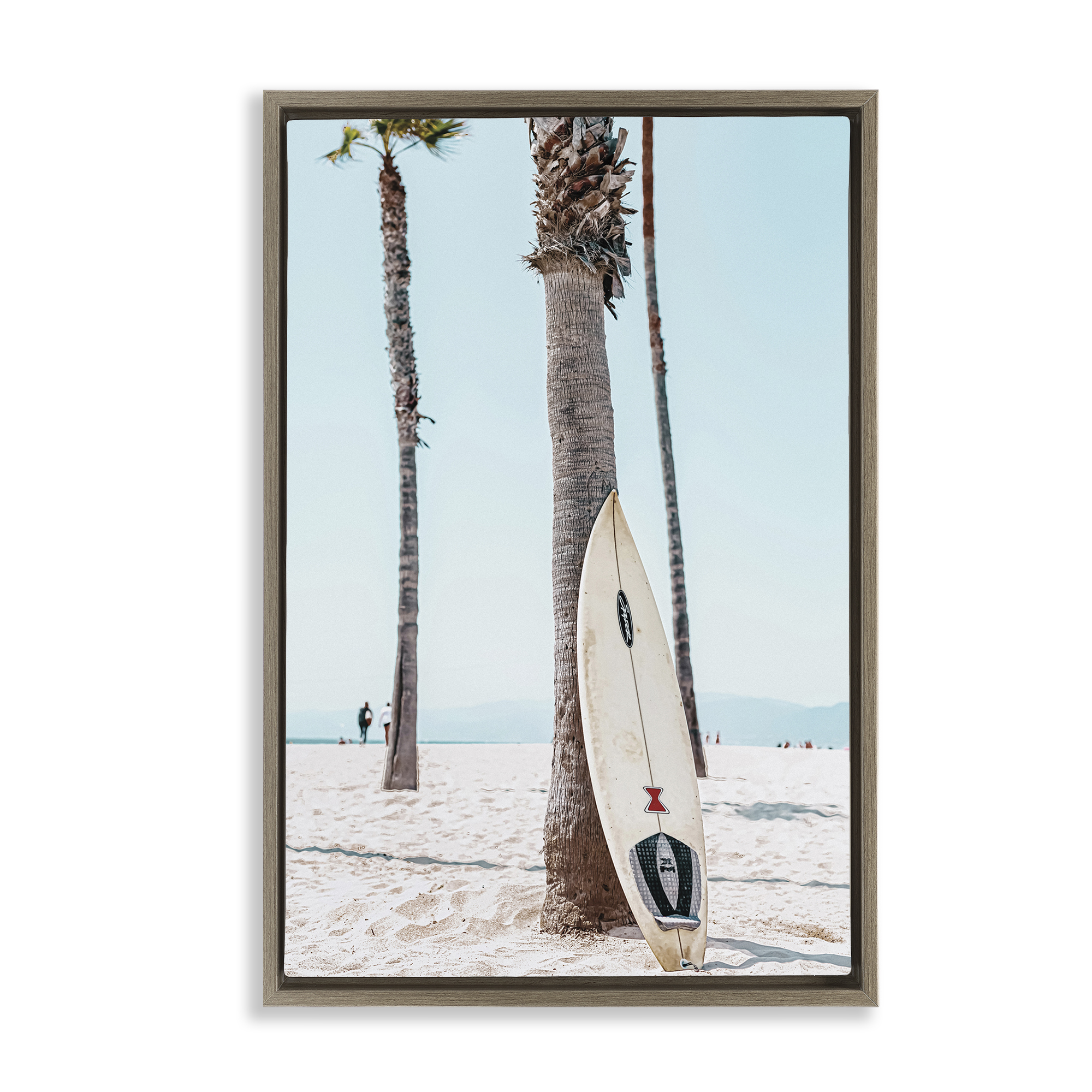 Stupell Industries California Summer Surfboard Nautical & Beach Photography Brown Floater Framed Canvas Art Print Wall Art, 17 x 25