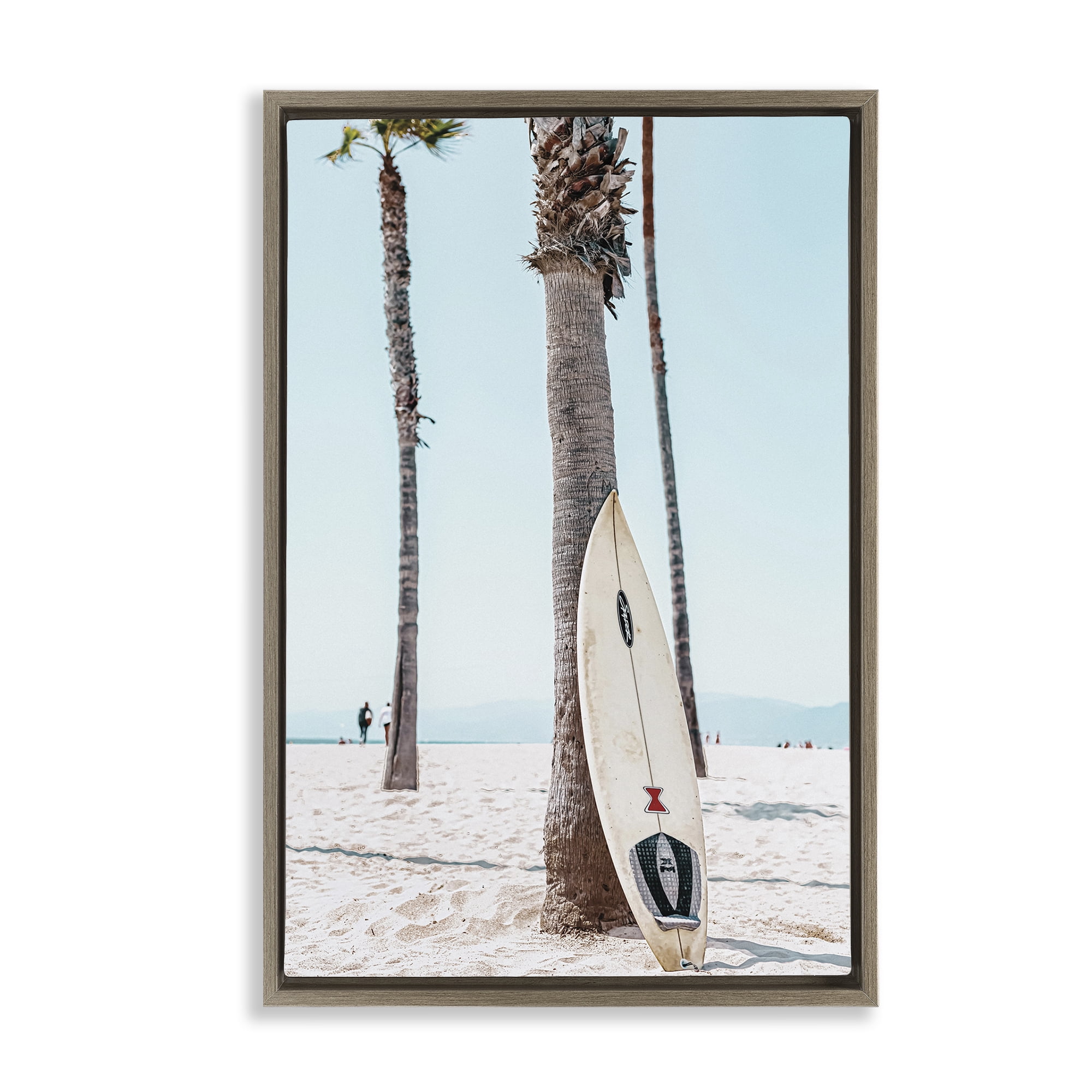 Stupell Industries California Summer Surfboard Nautical & Beach Photography Brown Floater Framed Canvas Art Print Wall Art, 21 x 31