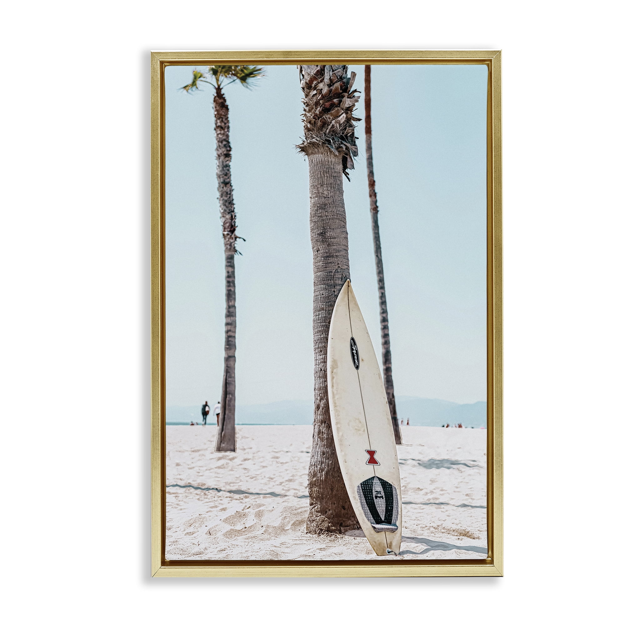 Stupell Industries California Summer Surfboard Nautical & Beach Photography Gold Floater Framed Canvas Art Print Wall Art, 17 x 25