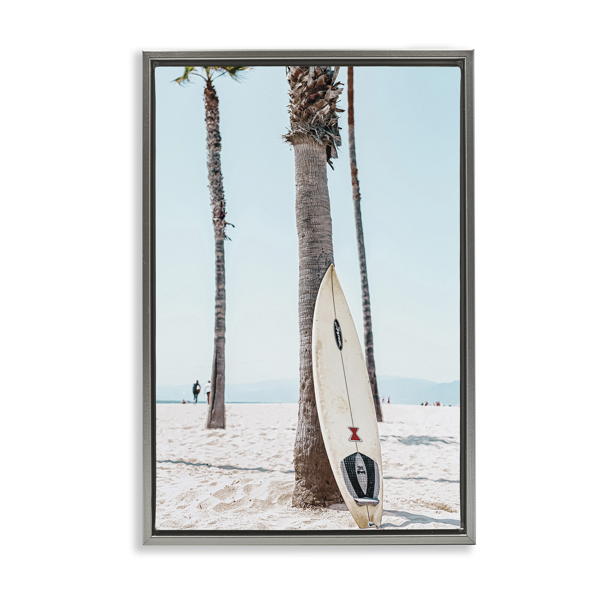 Stupell Industries California Summer Surfboard Nautical & Beach Photography Gray Floater Framed Canvas Art Print Wall Art, 17 x 25