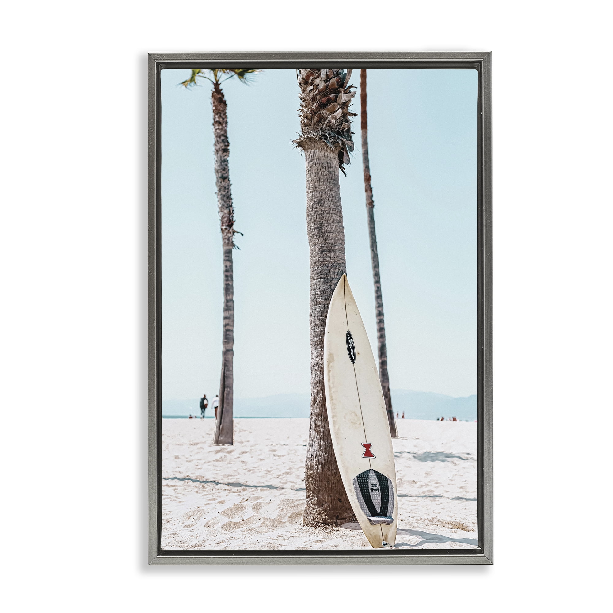 Stupell Industries California Summer Surfboard Nautical & Beach Photography Gray Floater Framed Canvas Art Print Wall Art, 21 x 31