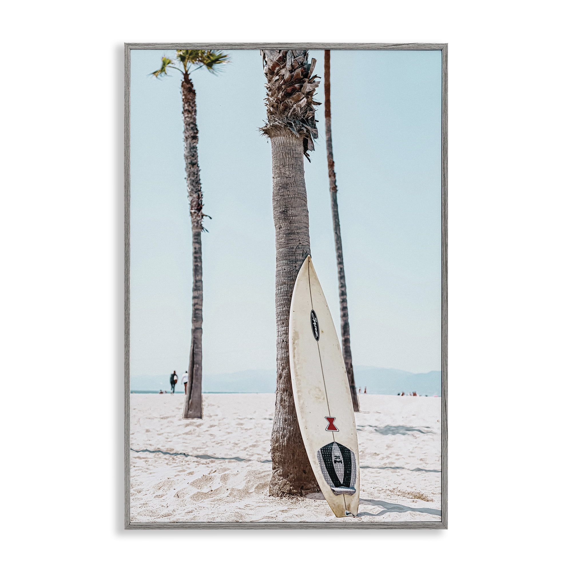 Stupell Industries California Summer Surfboard Nautical & Beach Photography Gray Framed Art Print Wall Art, 12 x 18
