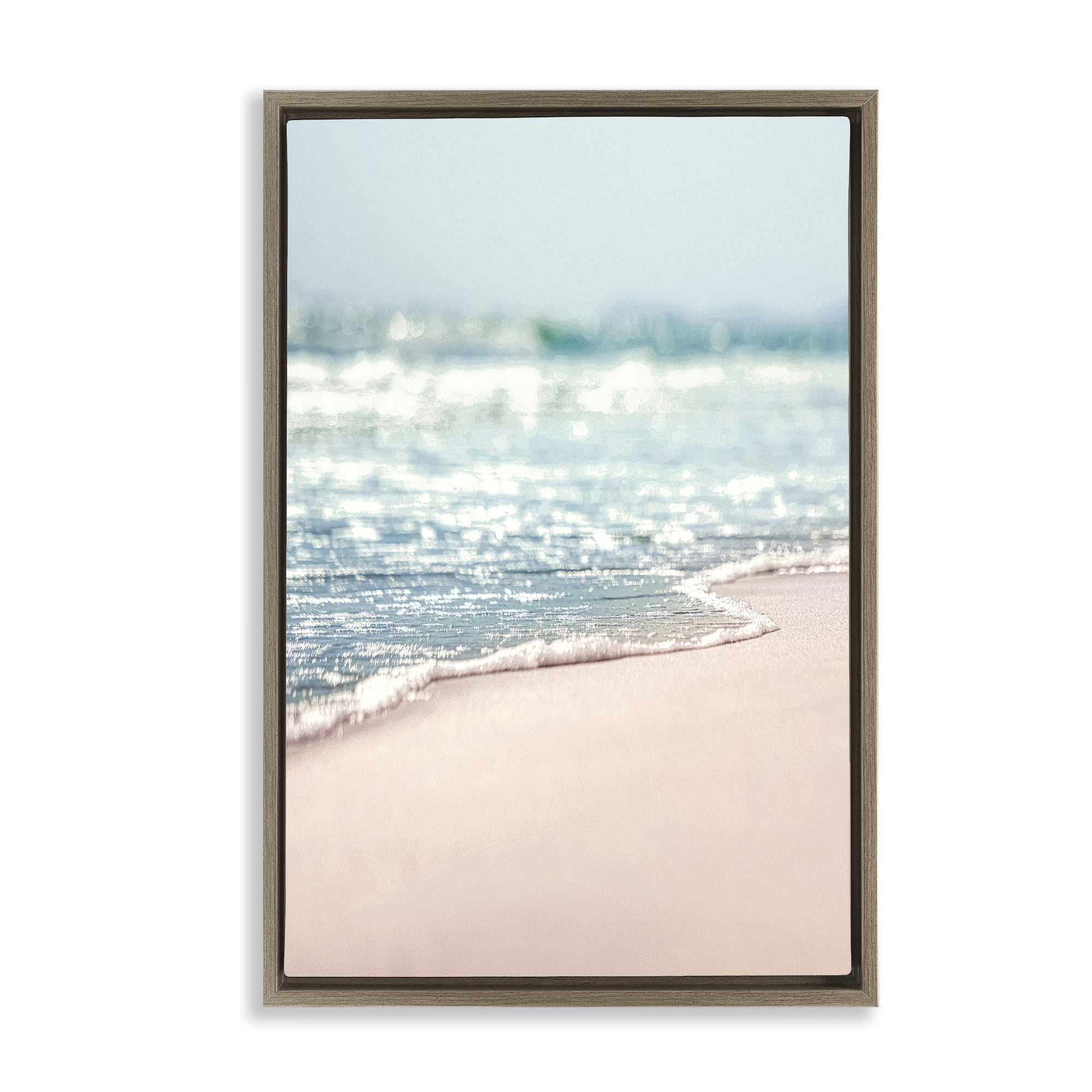 Stupell Industries California Summer Waves Nautical & Beach Photography Brown Floater Framed Canvas Art Print Wall Art, 17 x 25