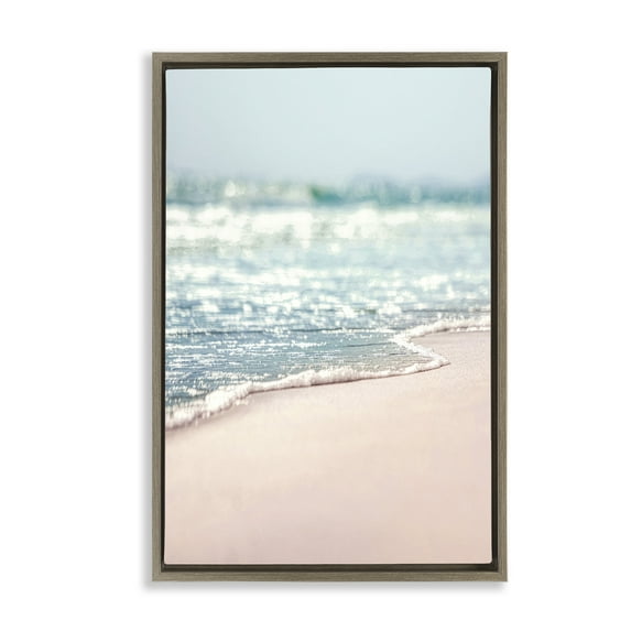 Stupell Industries California Summer Waves Nautical & Beach Photography Brown Floater Framed Canvas Art Print Wall Art, 17 x 25