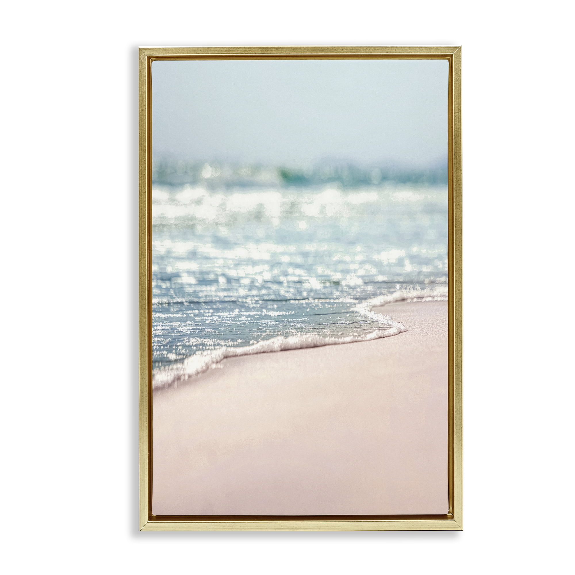 Stupell Industries California Summer Waves Nautical & Beach Photography Gold Floater Framed Canvas Art Print Wall Art, 17 x 25