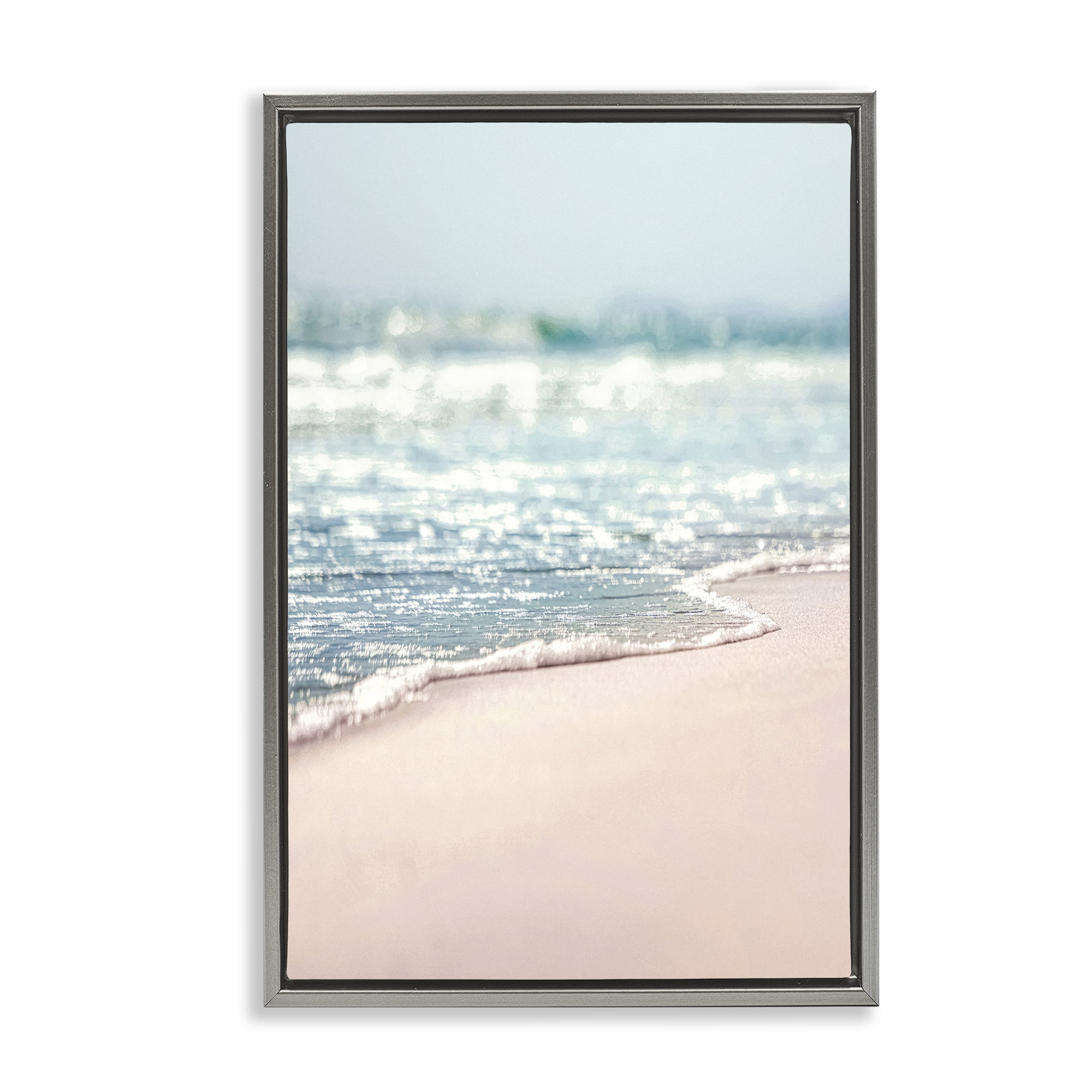 Stupell Industries California Summer Waves Nautical & Beach Photography Gray Floater Framed Canvas Art Print Wall Art, 21 x 31