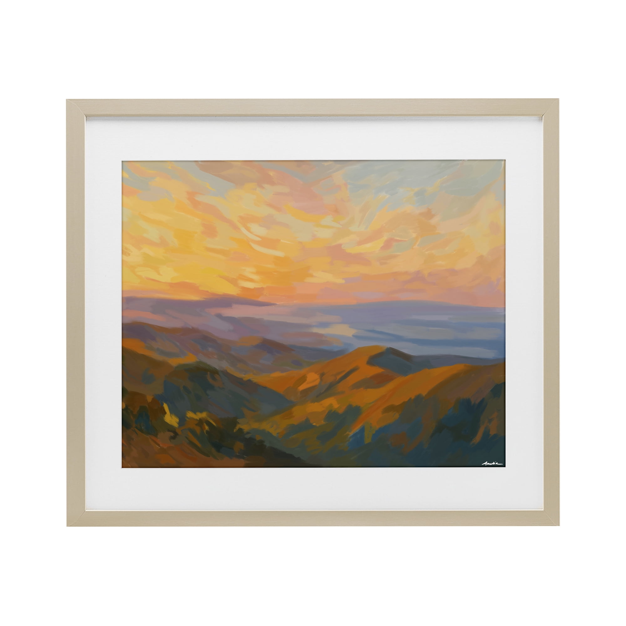 Stupell Industries California Sunset Landscape Birch Framed Print Under Glass, design by Amelia Noyes