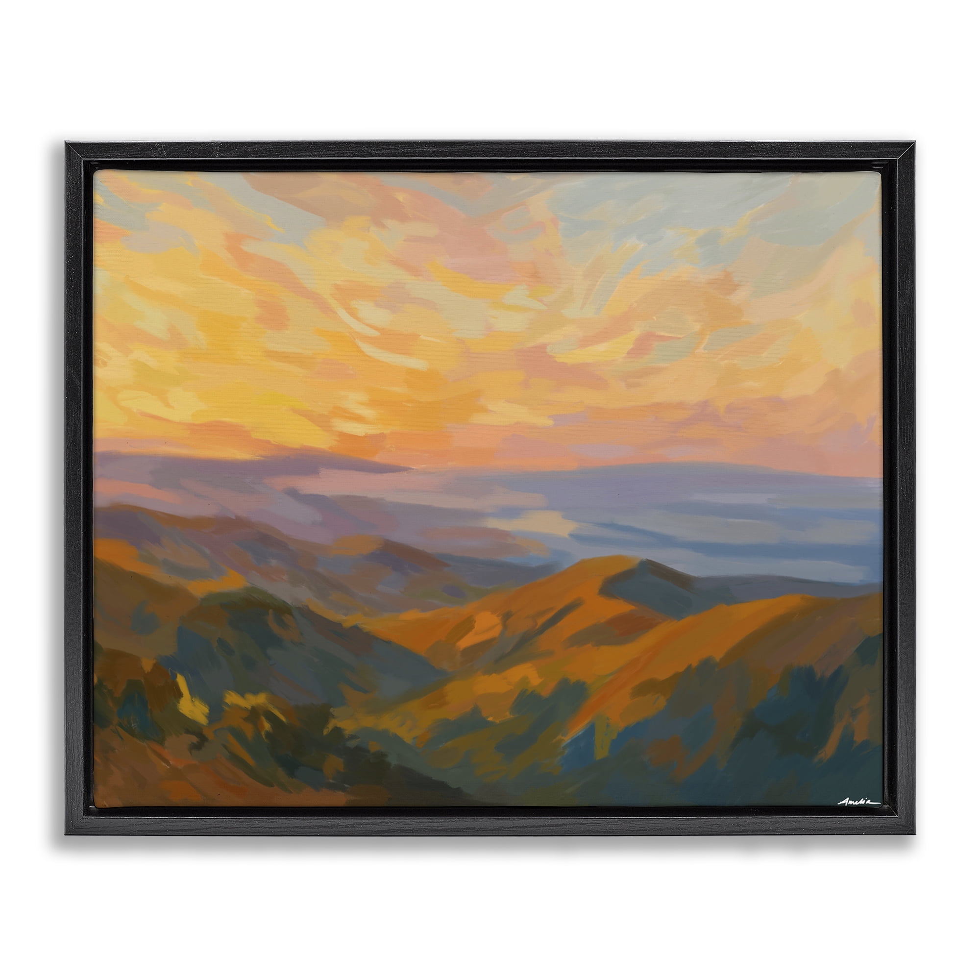 Stupell Industries California Sunset Landscape Black Framed Floater Canvas Wall Art, design by Amelia Noyes