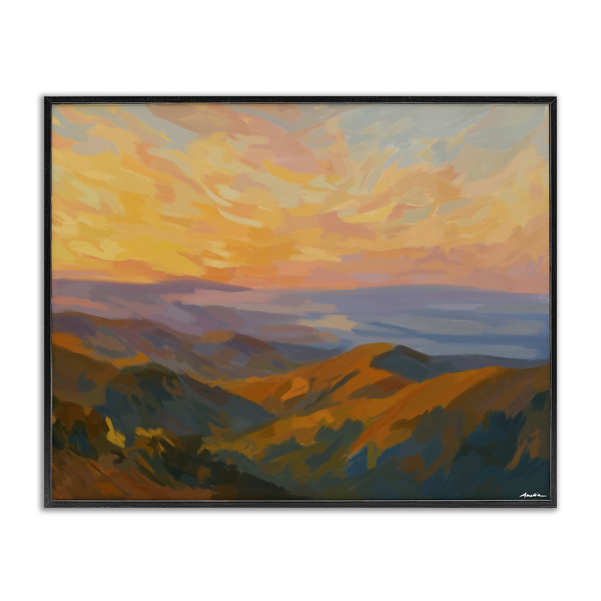 Stupell Industries California Sunset Landscape Black Framed Giclee Art, design by Amelia Noyes
