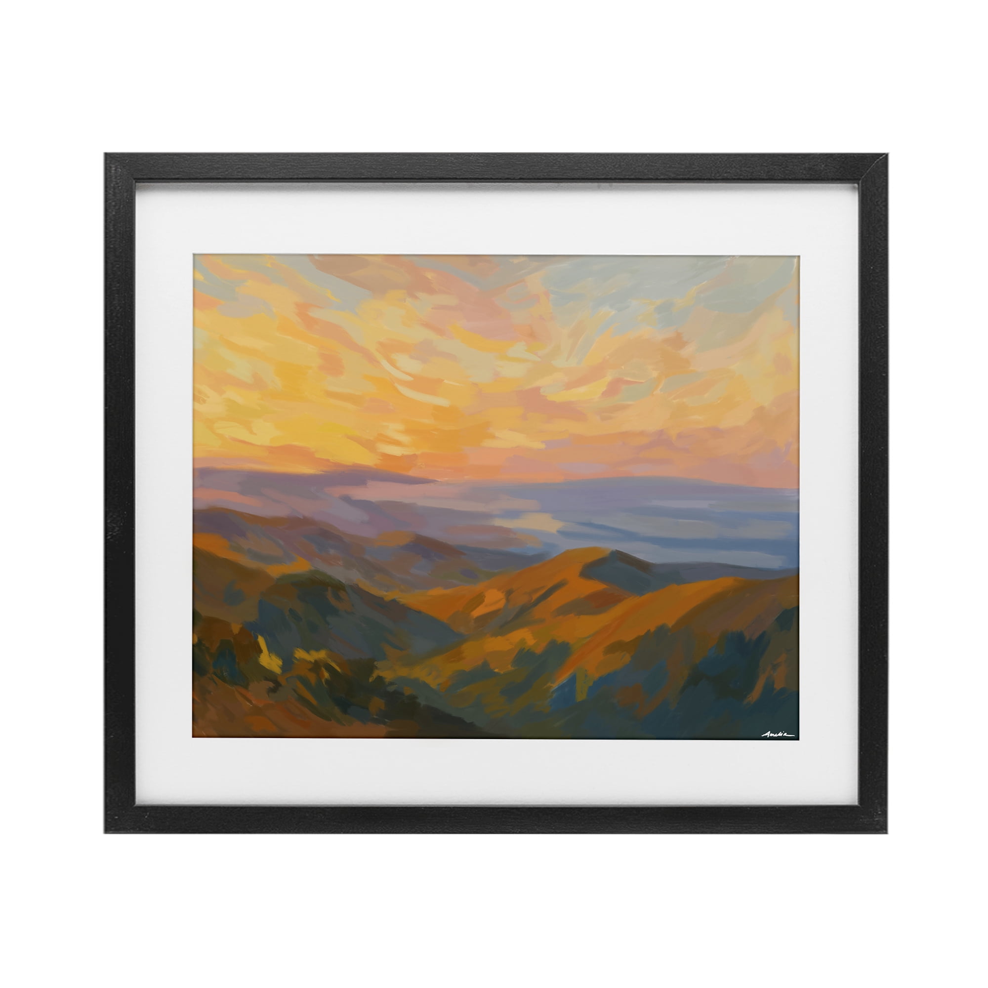 Stupell Industries California Sunset Landscape Black Framed Print Under Glass, design by Amelia Noyes