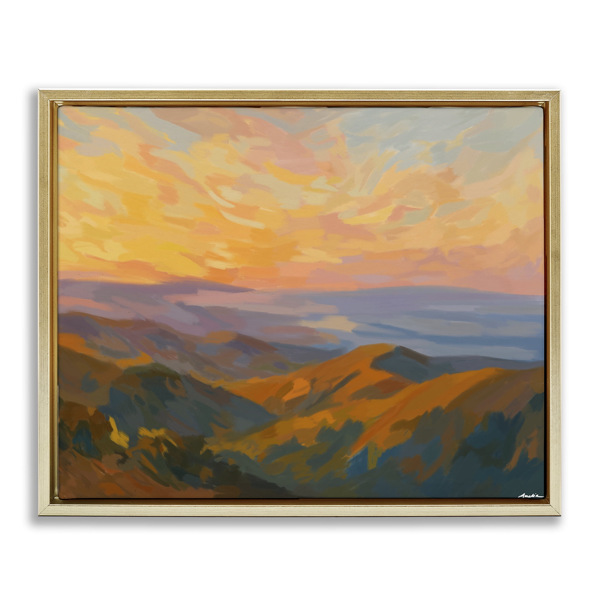 Stupell Industries California Sunset Landscape Gold Framed Floater Canvas Wall Art, design by Amelia Noyes
